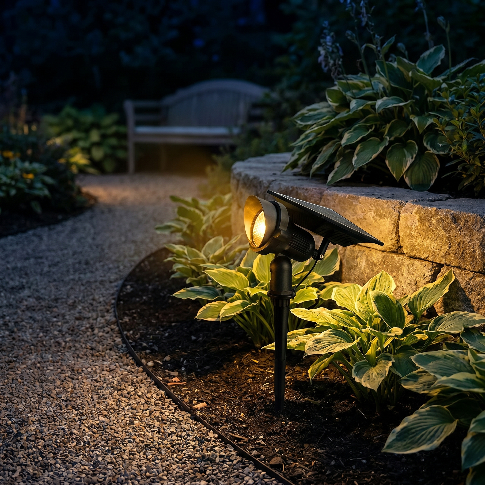 Solar Lawn Spotlight, Adjustable Head, Aluminum and Glass, IP54, RGB