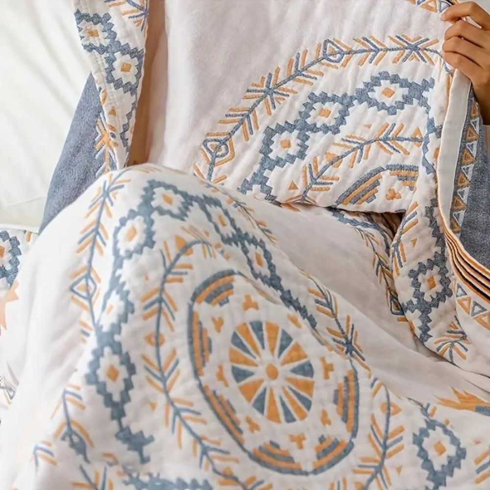 Serene Mandala Cotton Throw Blanket, Boho 100% Cotton