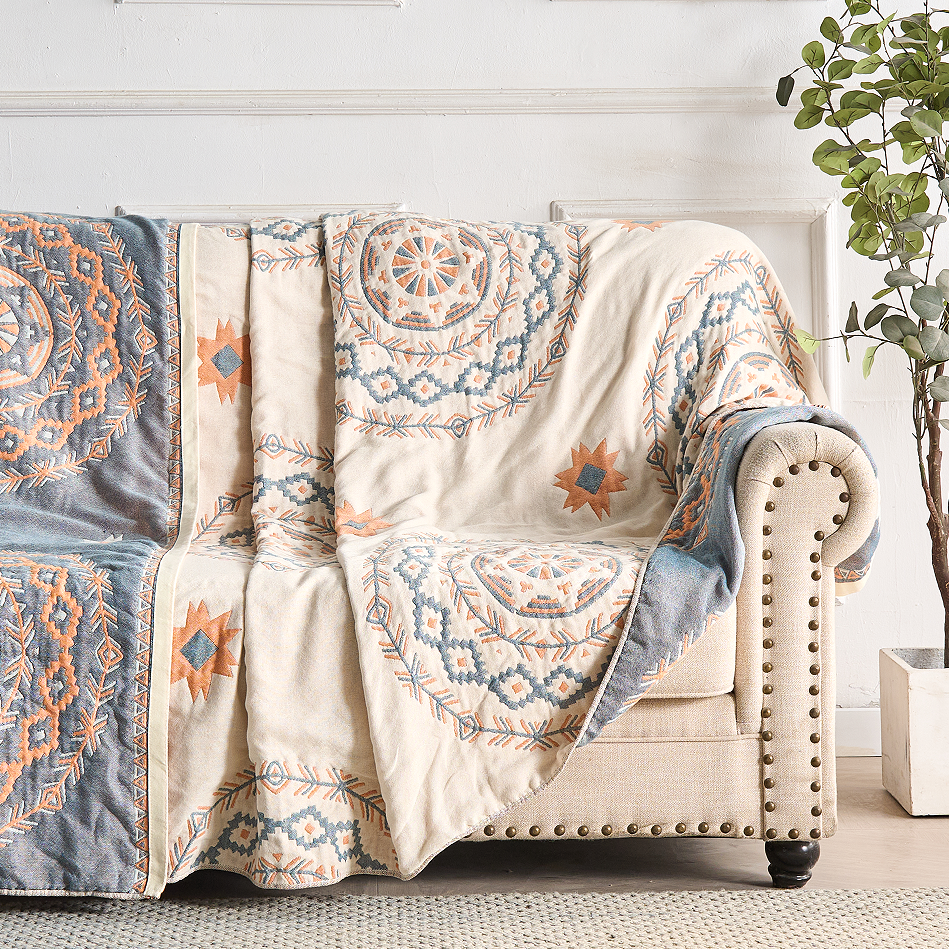 Serene Mandala Cotton Throw Blanket, Boho 100% Cotton
