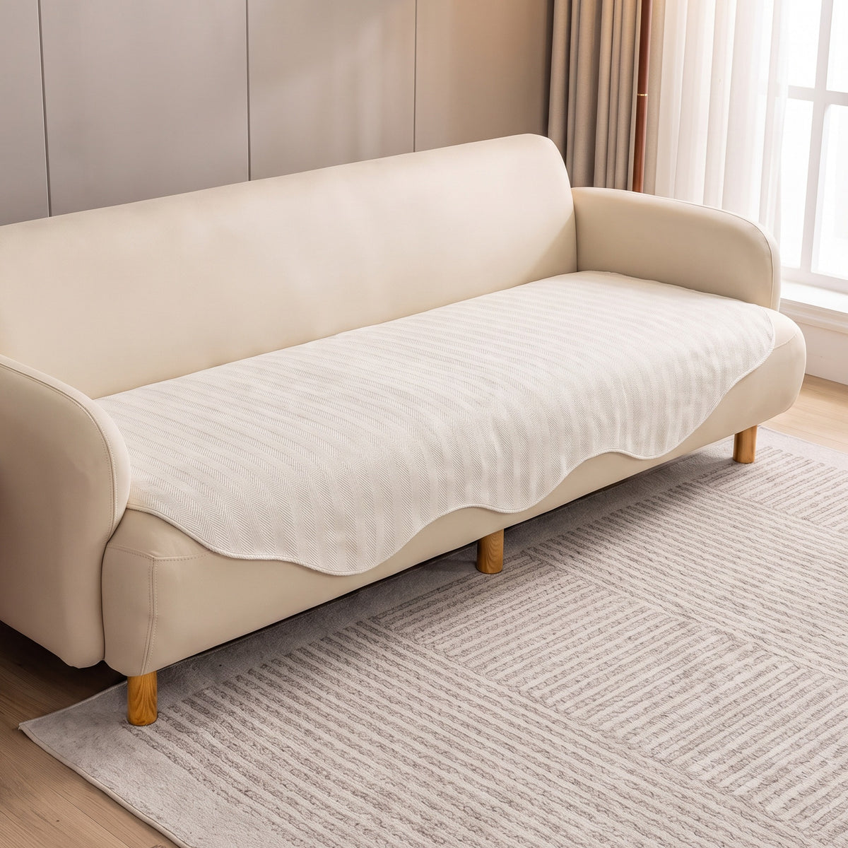 Sofa Seat Cover in Off White on a sofa