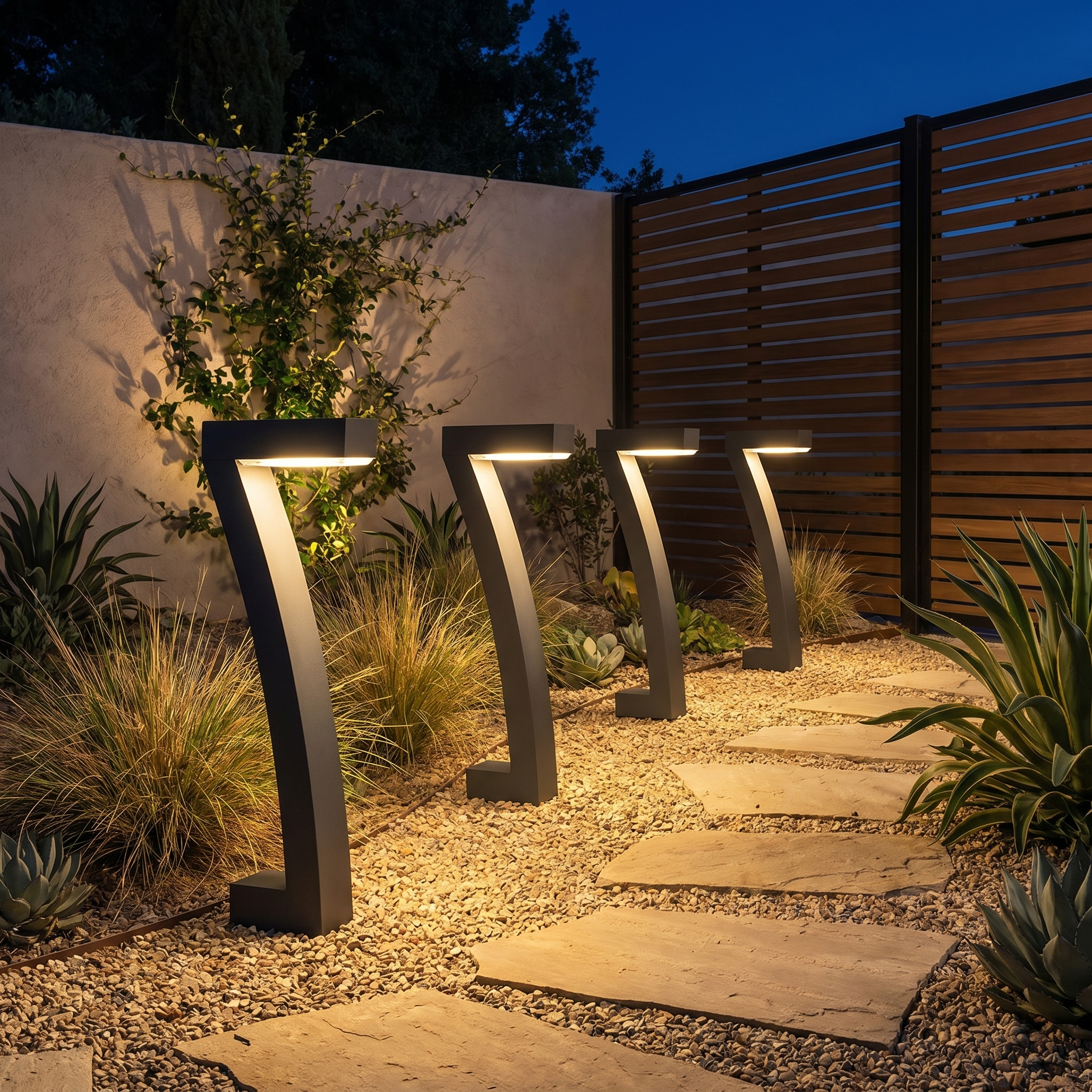 Solar Outdoor Garden Lights, ABS, 2700K, Dusk to Dawn, 18'' Tall, 6 Pack