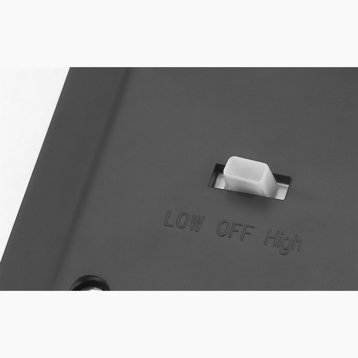 Low, off and high switch on the back of the solar panel