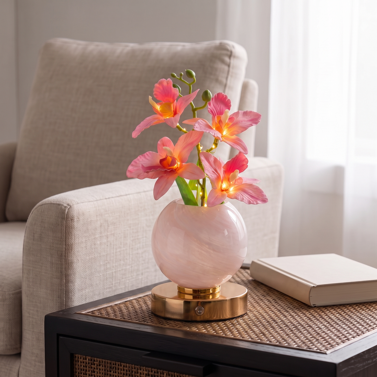 Solna orchid table lamp in Blush