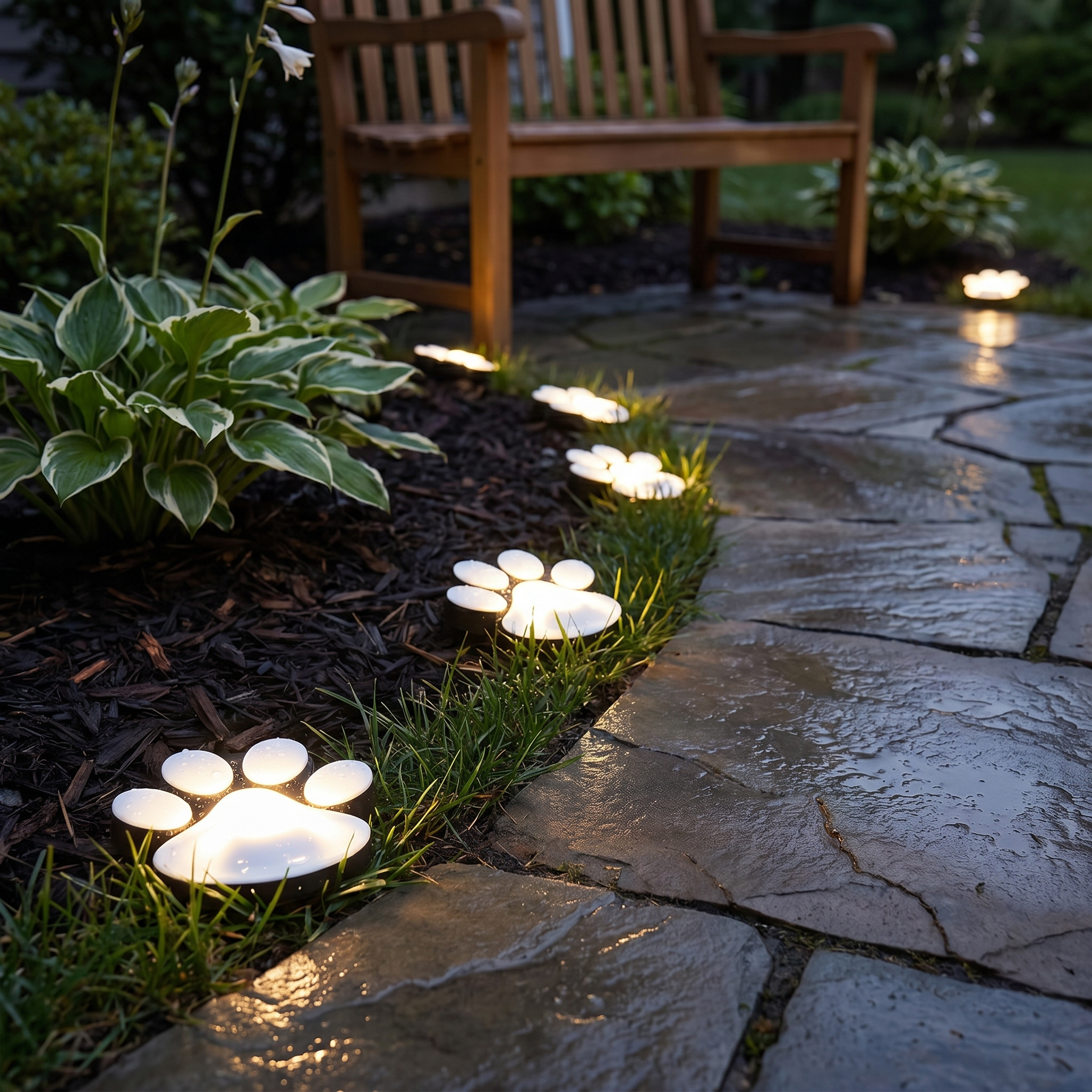 Solar Paw Print Light, 4-Pack, IP44 Waterproof, ABS and PS