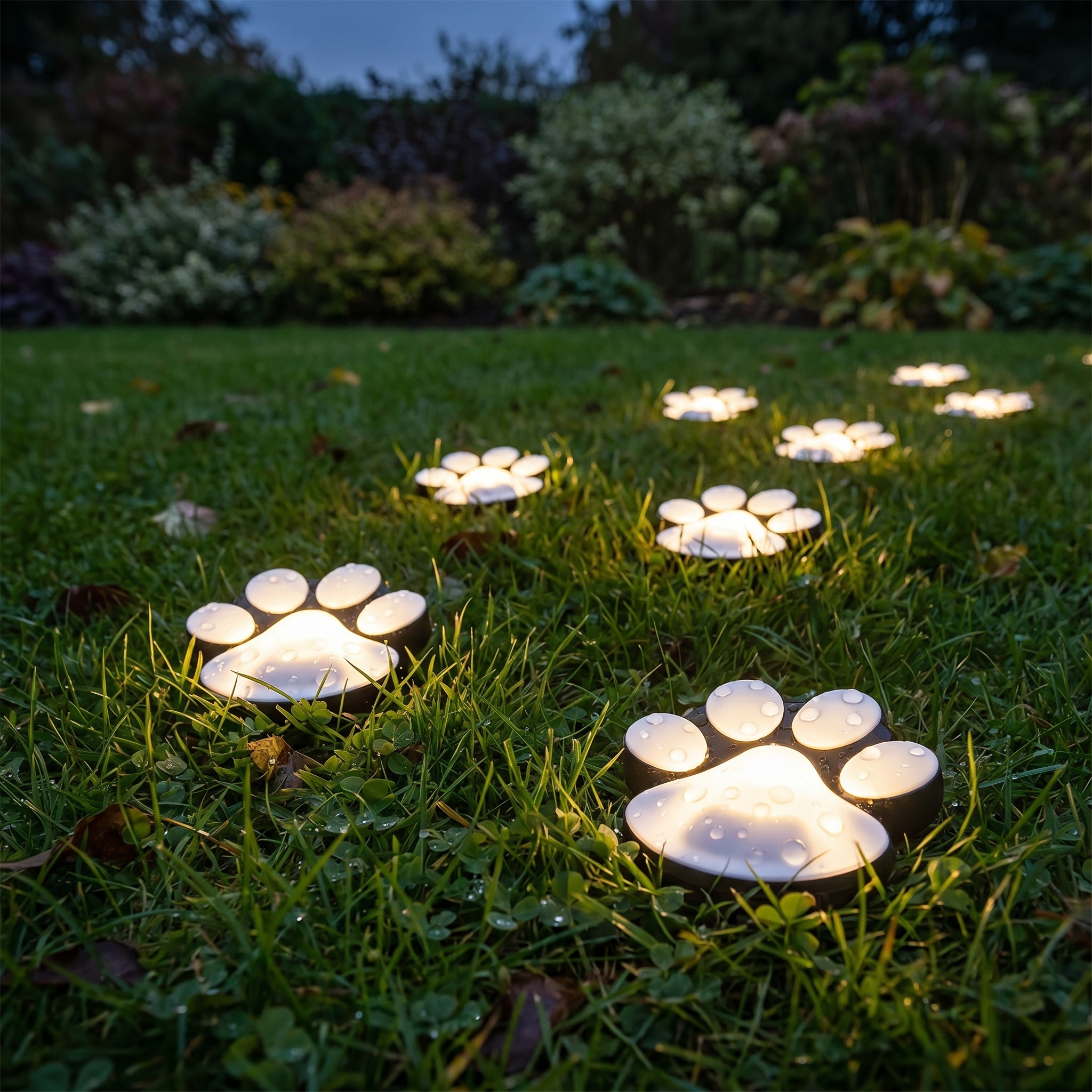 Solar Paw Print Light, 4-Pack, IP44 Waterproof, ABS and PS