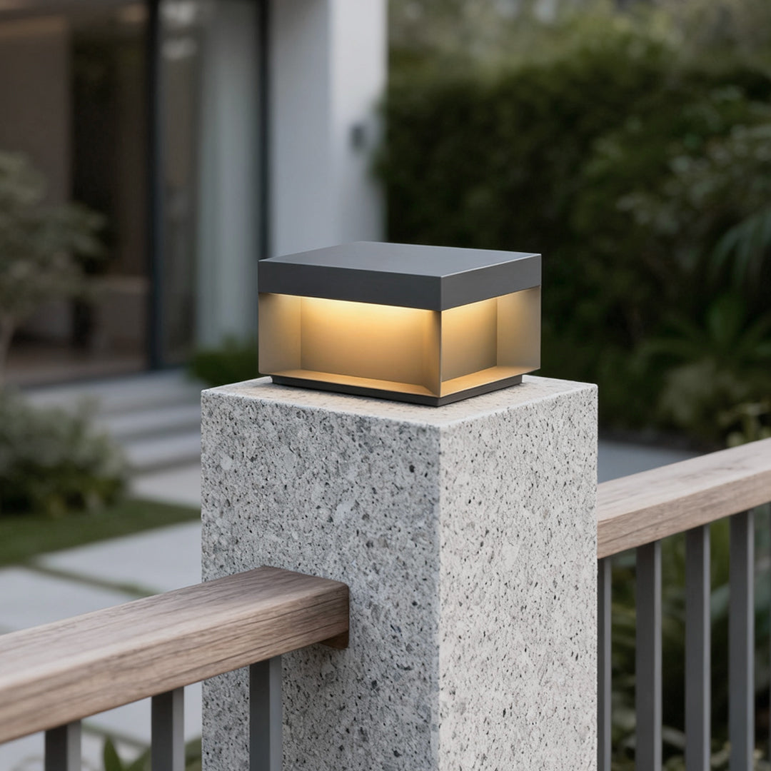 Square Solar Deck Light, Stainless Steel, IP65, Black, Five Sizes