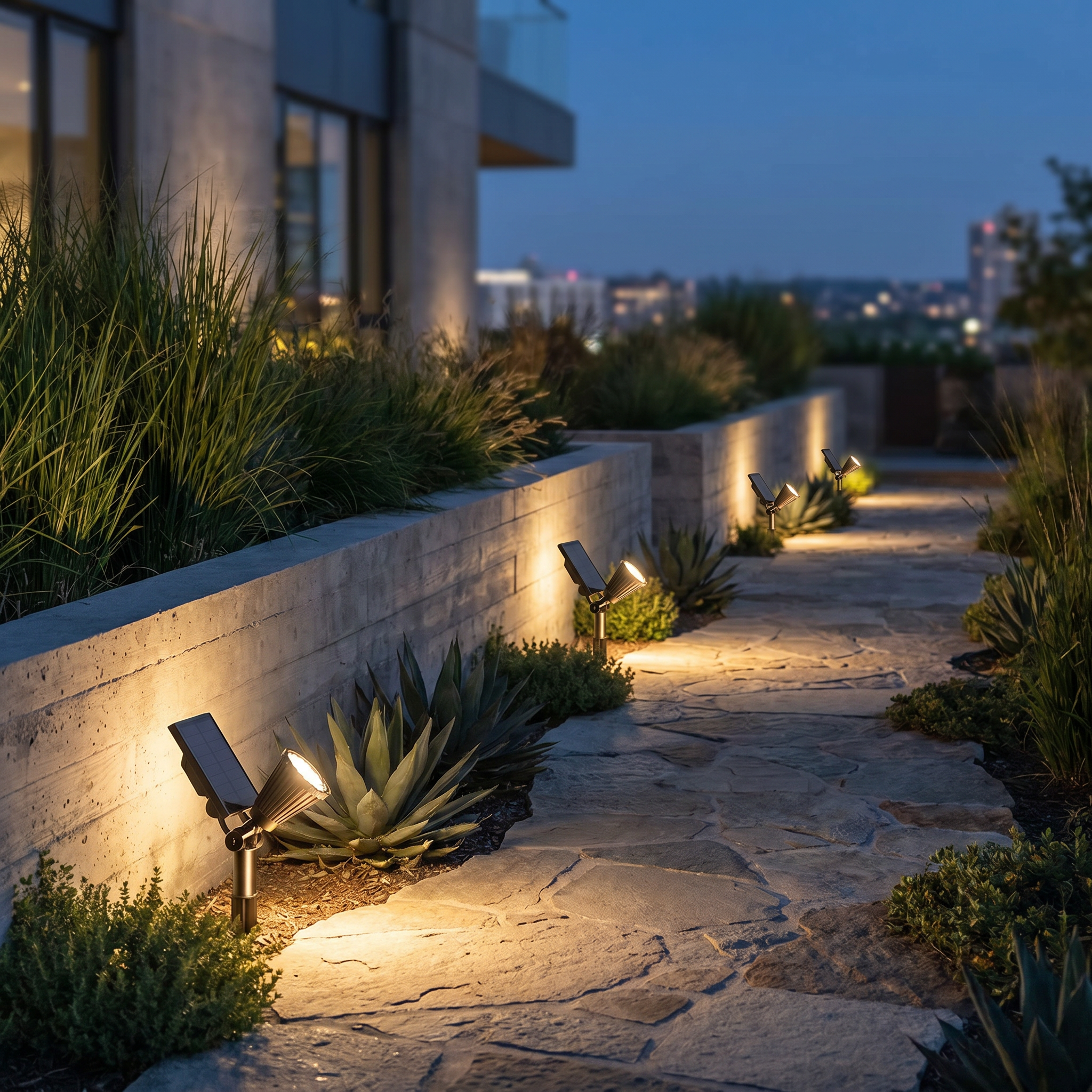 Solar Spotlight, ABS and Acrylic, IP65, Warm White or RGB, Remote Control