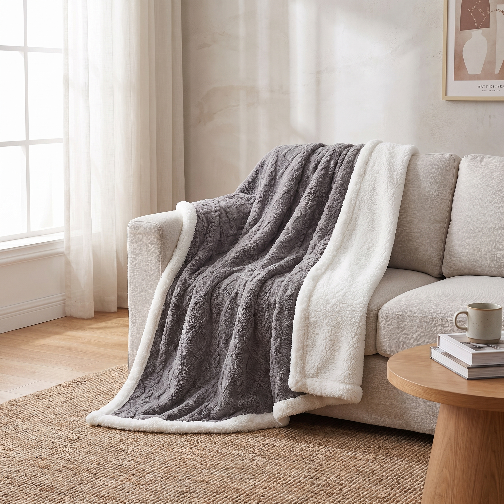 Snuggle Sherpa Blanket, Reversible Brushed Fleece