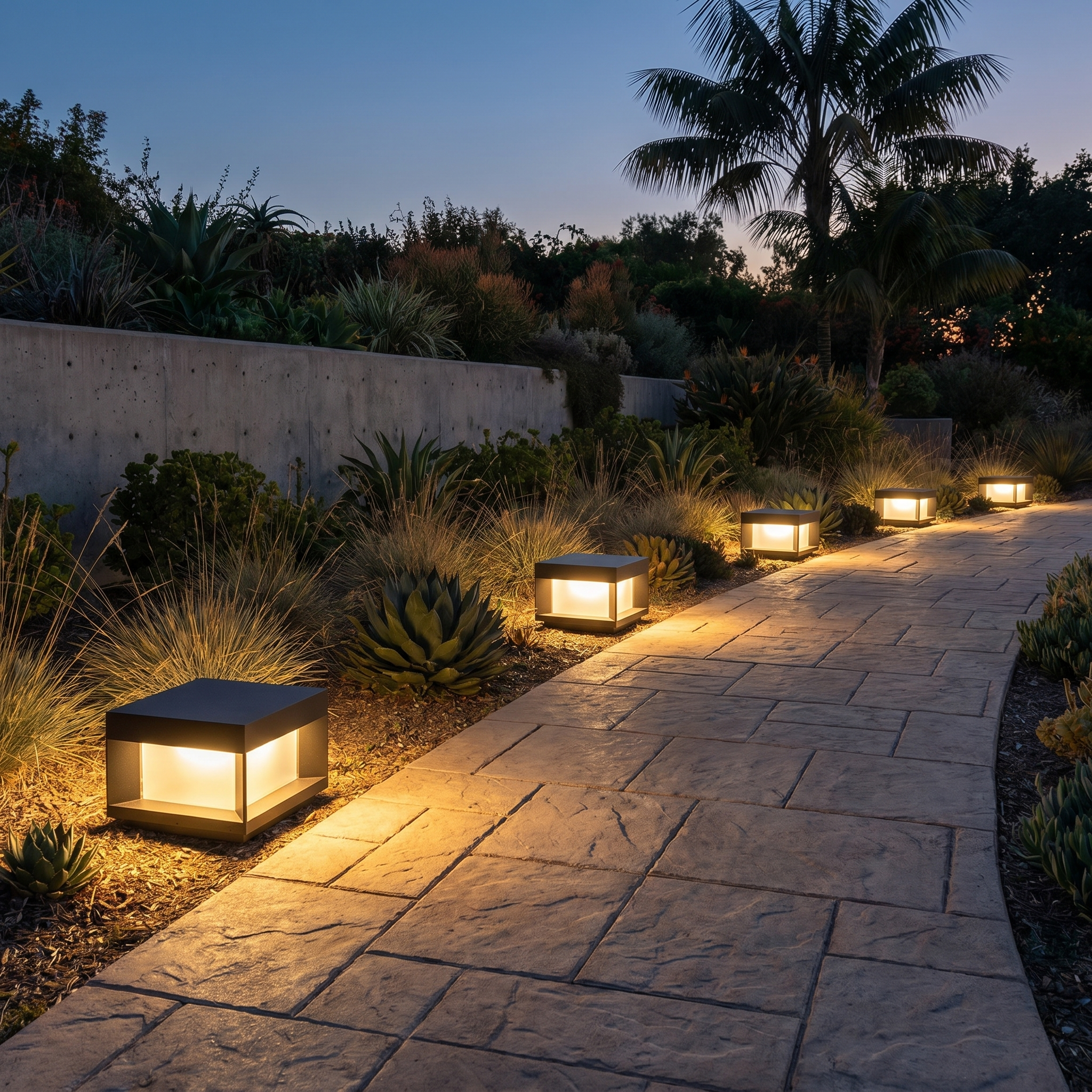 Square Solar Deck Light, Stainless Steel, IP65, Black, Five Sizes