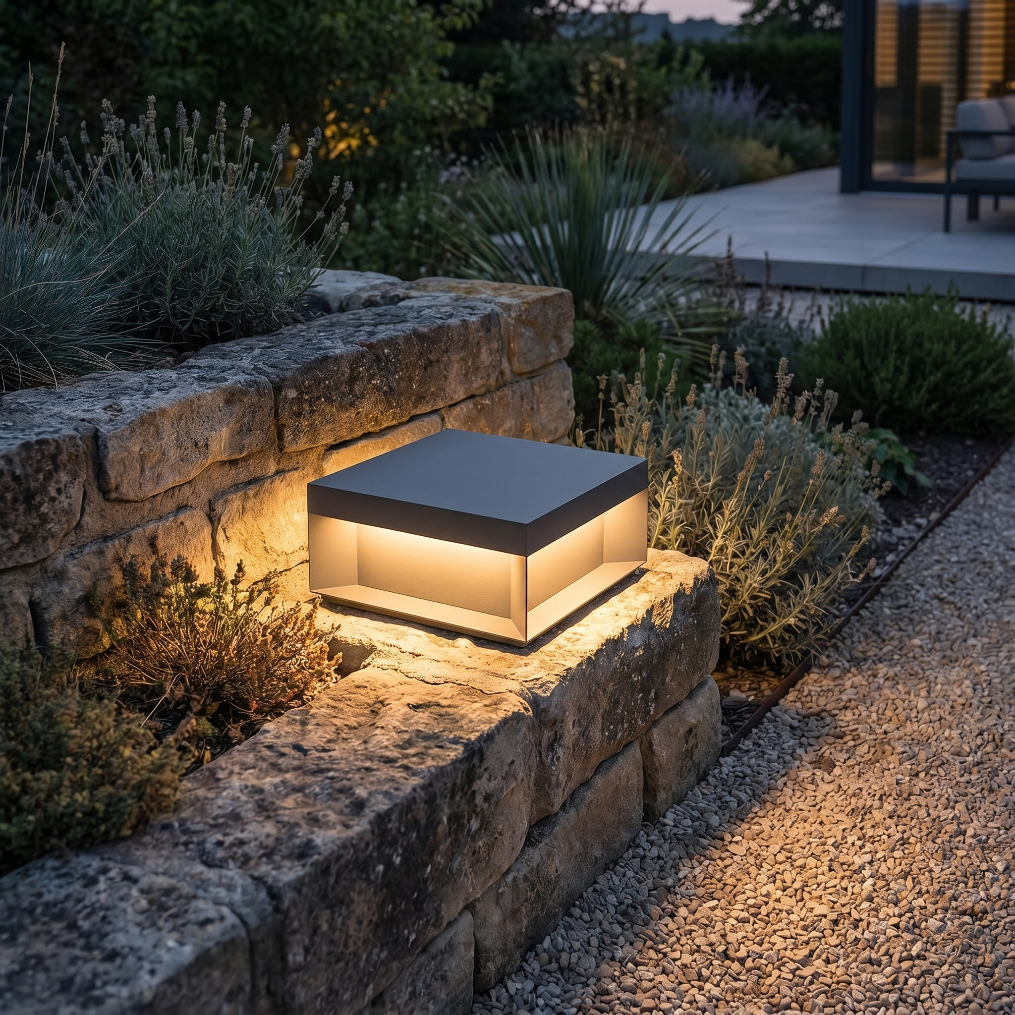 Square Solar Deck Light, Stainless Steel, IP65, Black, Five Sizes