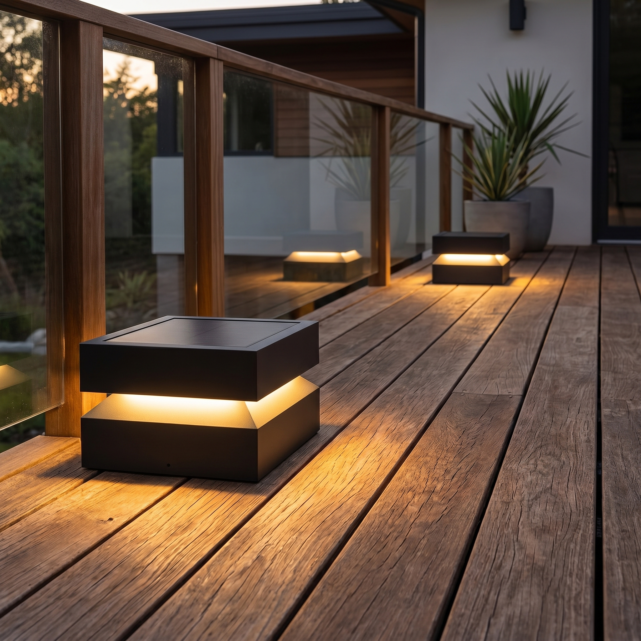 Square Solar Deck Pillar Light, Stainless Steel, IP65, 3 Sizes