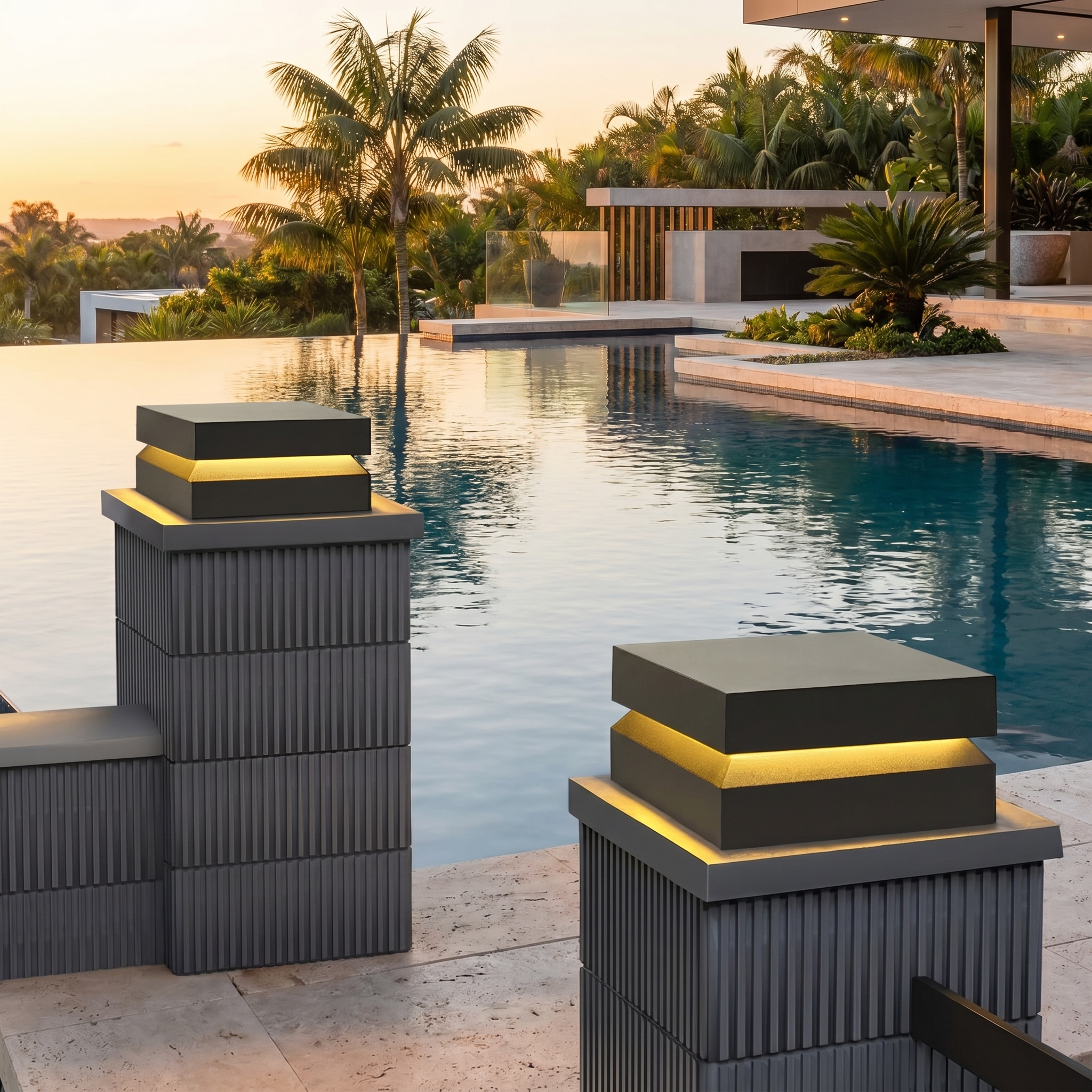 Square Solar Deck Pillar Light, Stainless Steel, IP65, 3 Sizes