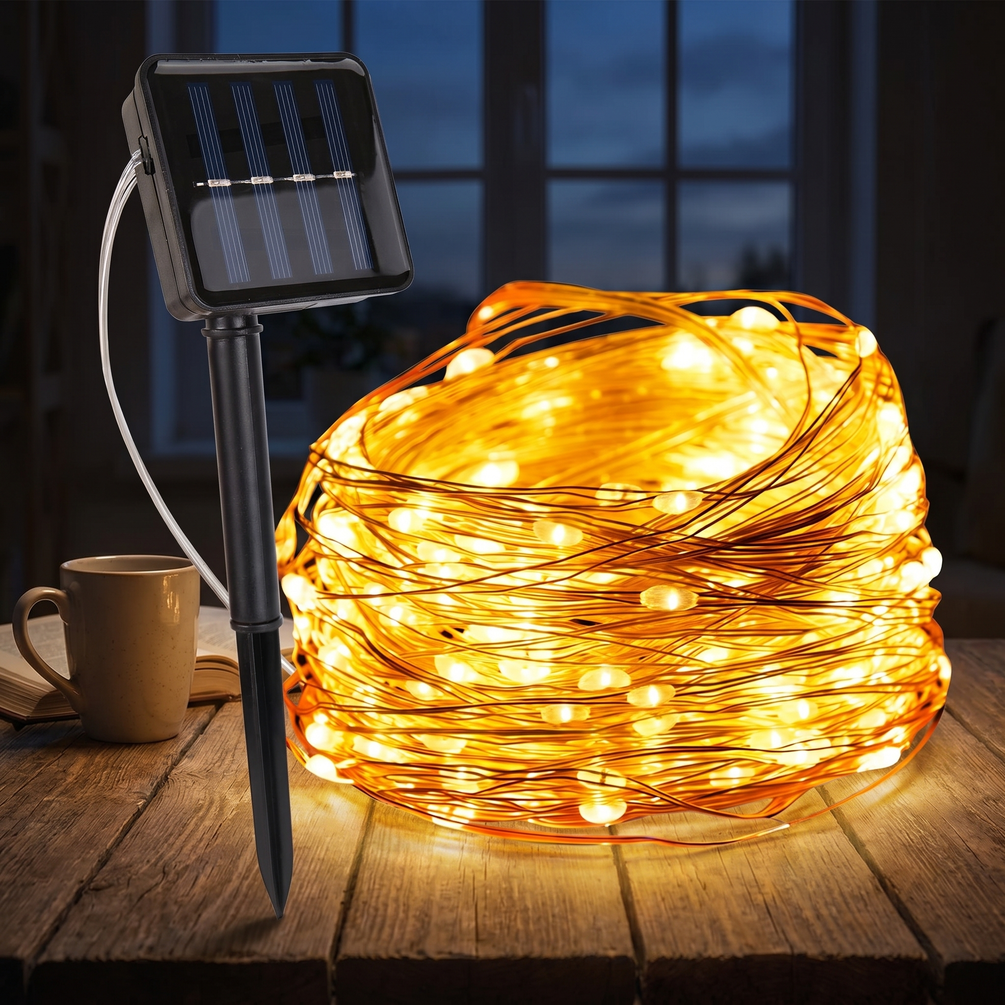 Solar String Fairy Lights, IP65 Waterproof, Copper Wire, 8 Colors