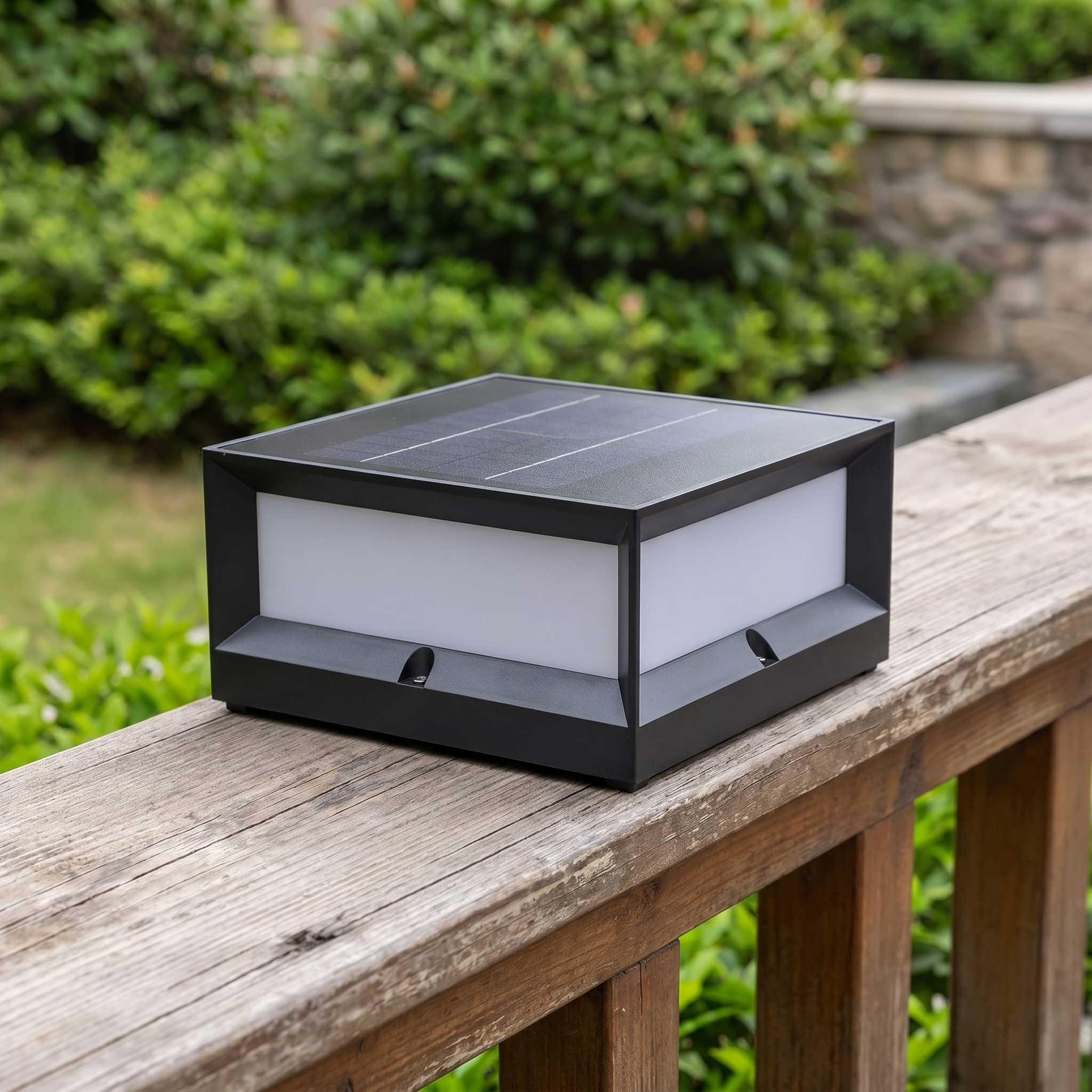 Square Solar Garden Pillar Light, Aluminum, IP54, Black, Two Sizes