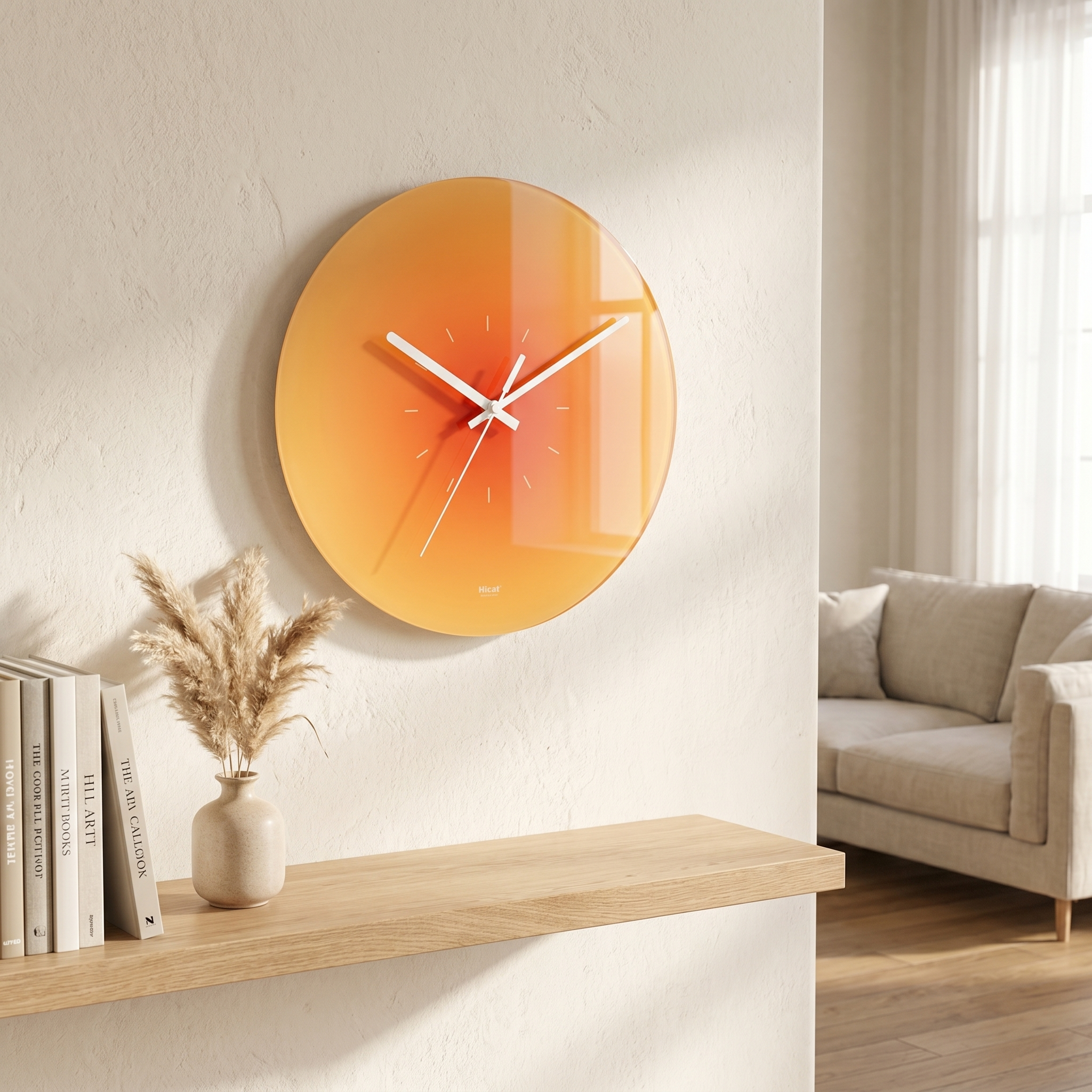 Silent Sweep Glass Wall Clock, Transparent, Six Designs, Three Sizes