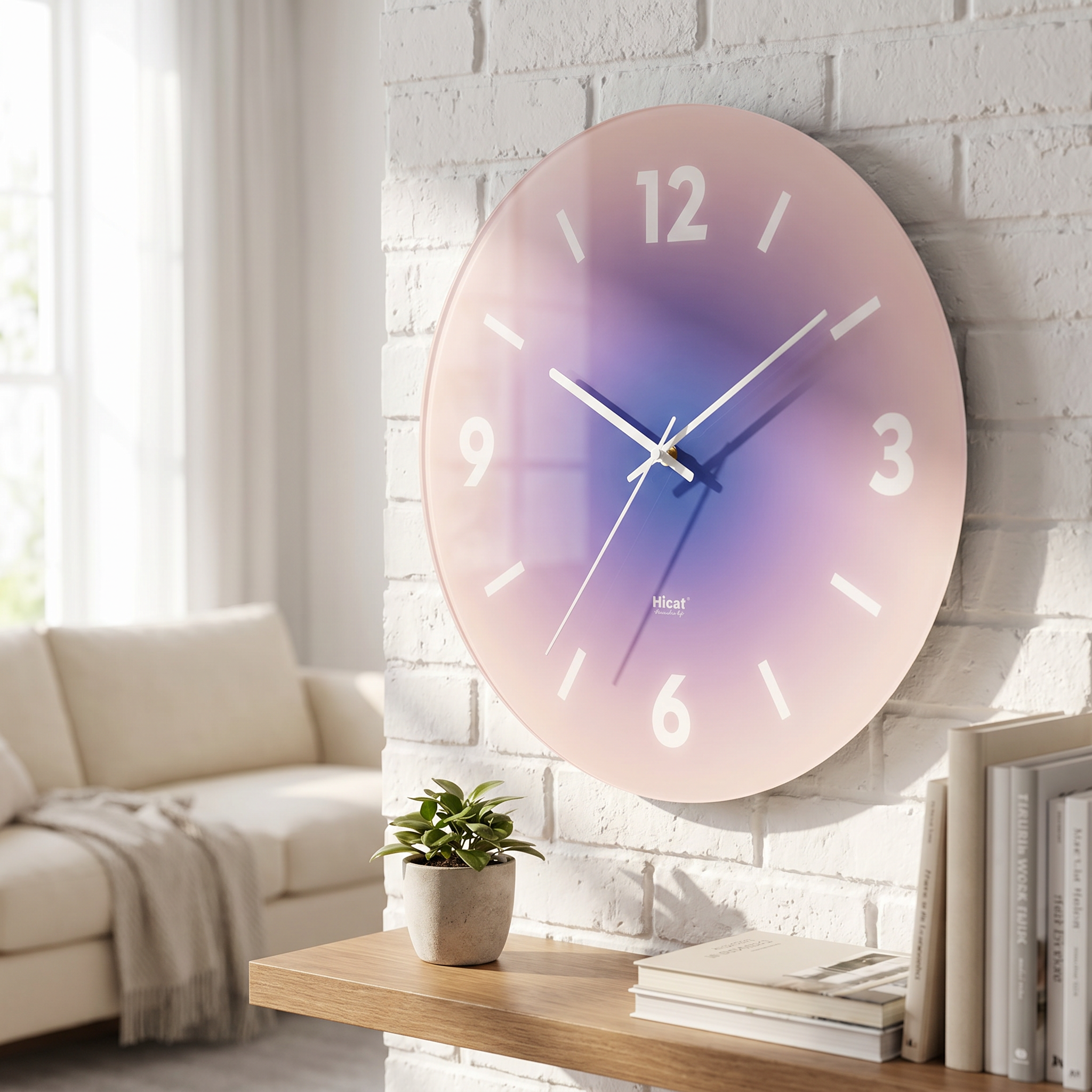 Silent Sweep Glass Wall Clock, Transparent, Six Designs, Three Sizes