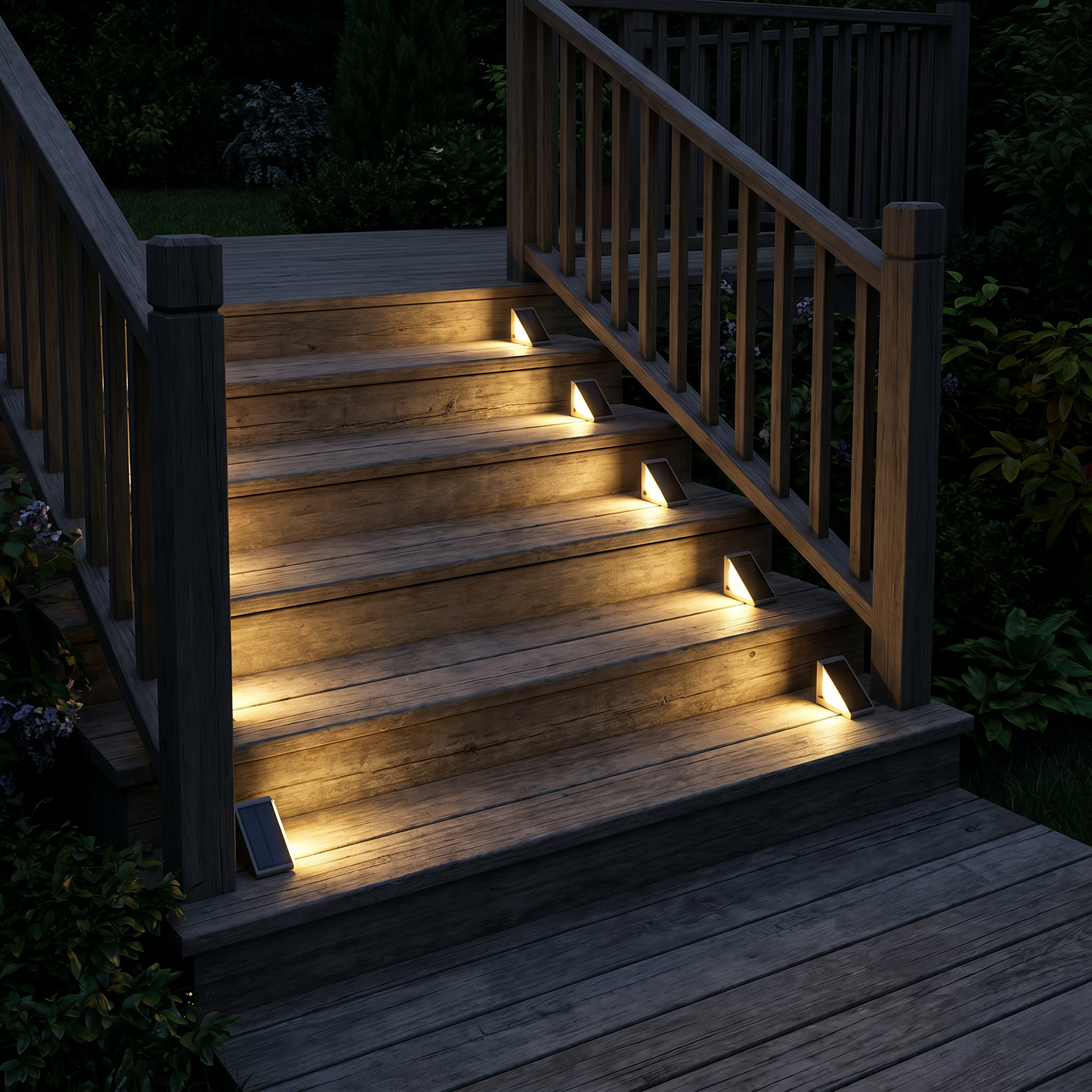 Solar Stair Lights, IP65 Weatherproof, Warm White LED, Pack of 4