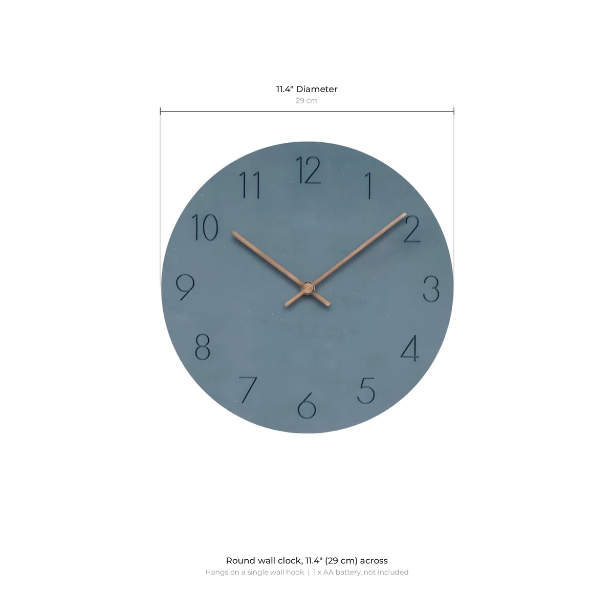 Sten wall clock dimensions: 11.4 inch diameter