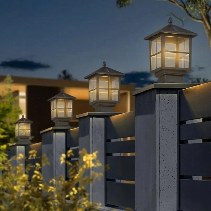 Stone Light Pillar, Black Aluminum, IP65, Solar or Hardwired, LED