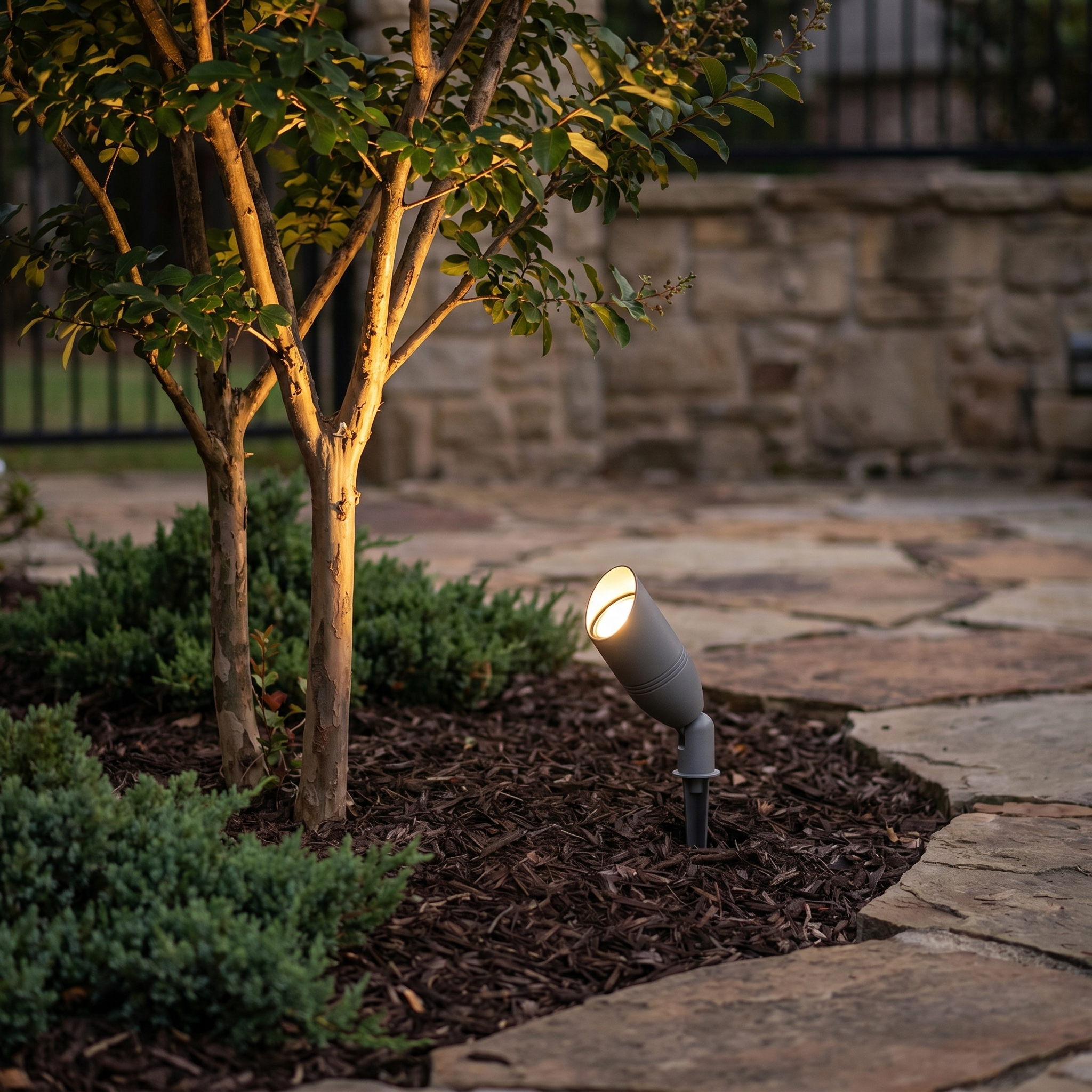 Solar Tree Spotlight, Adjustable Aluminum, IP65, Warm White
