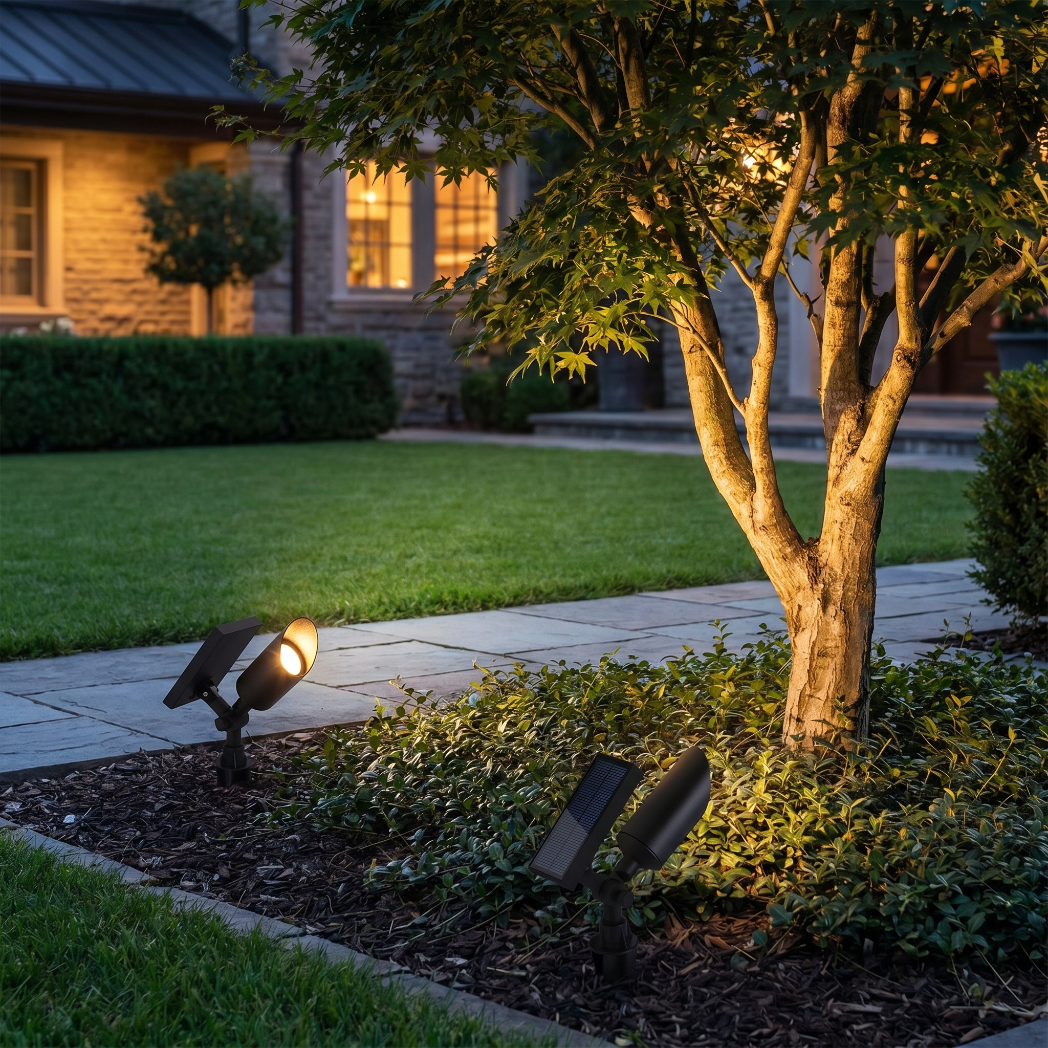 Solar Tree Spotlight, Adjustable Aluminum, IP65, Warm White