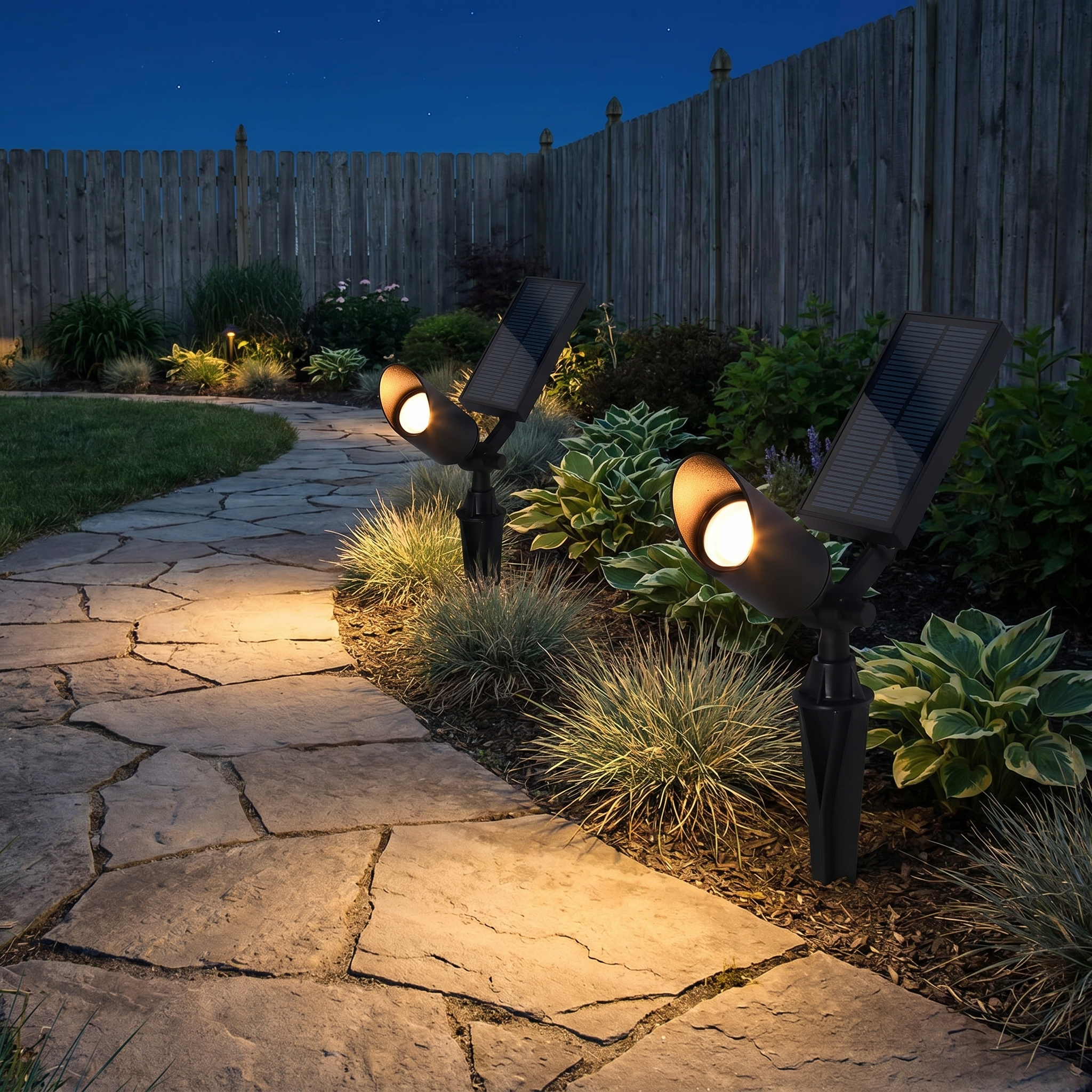 Solar Tree Spotlight, Adjustable Aluminum, IP65, Warm White