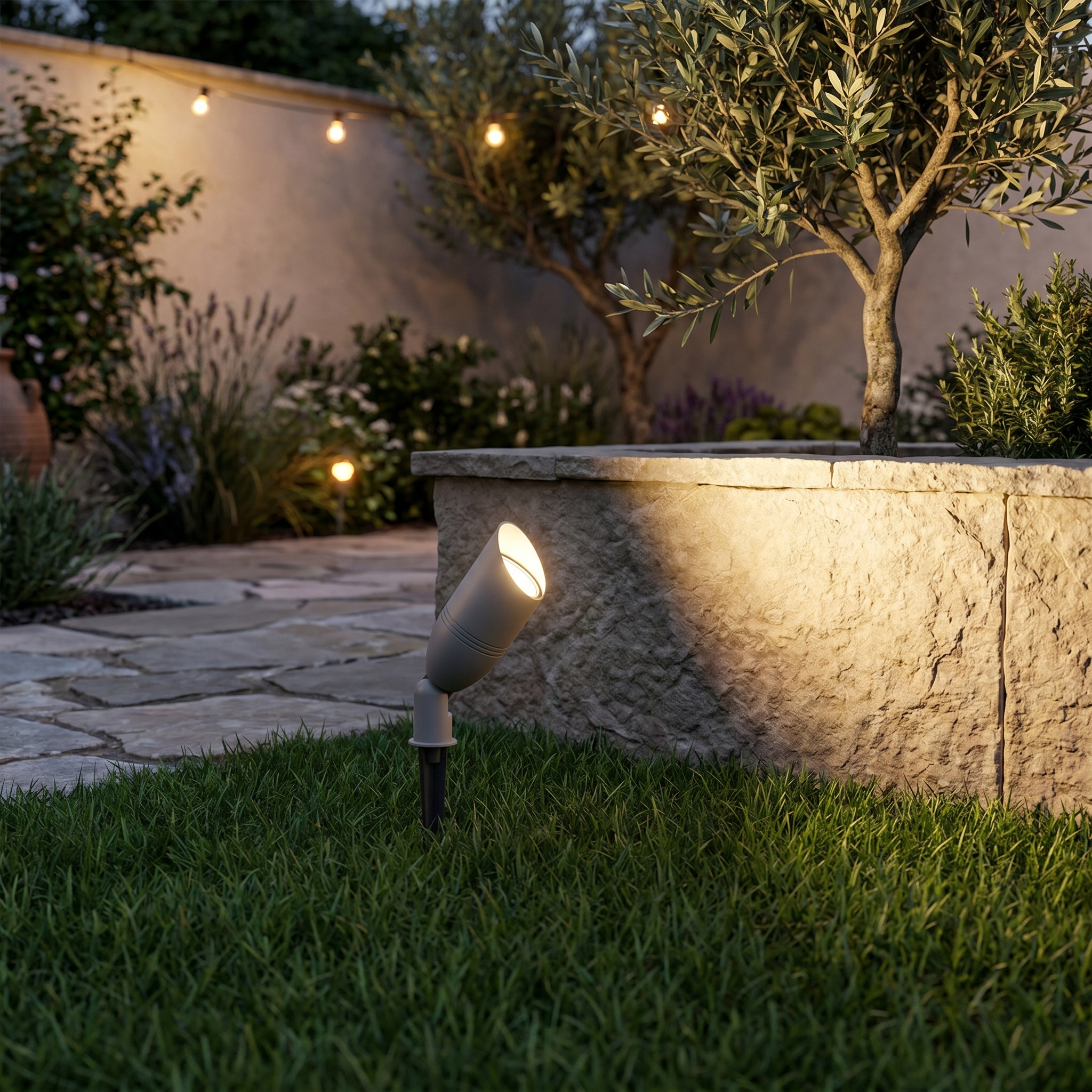 Solar Tree Spotlight, Adjustable Aluminum, IP65, Warm White