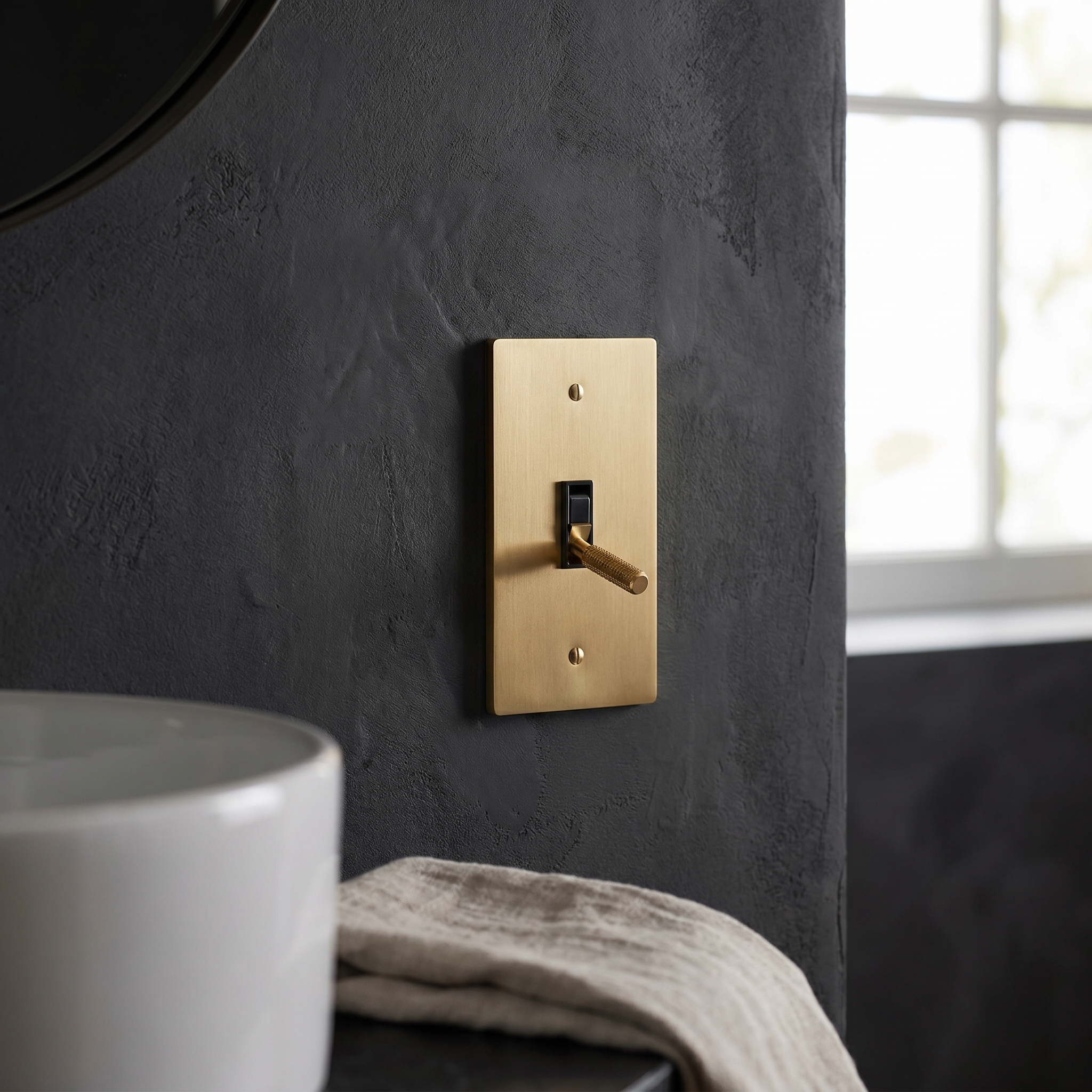 Solid Brass Toggle Light Switch, 1 Gang