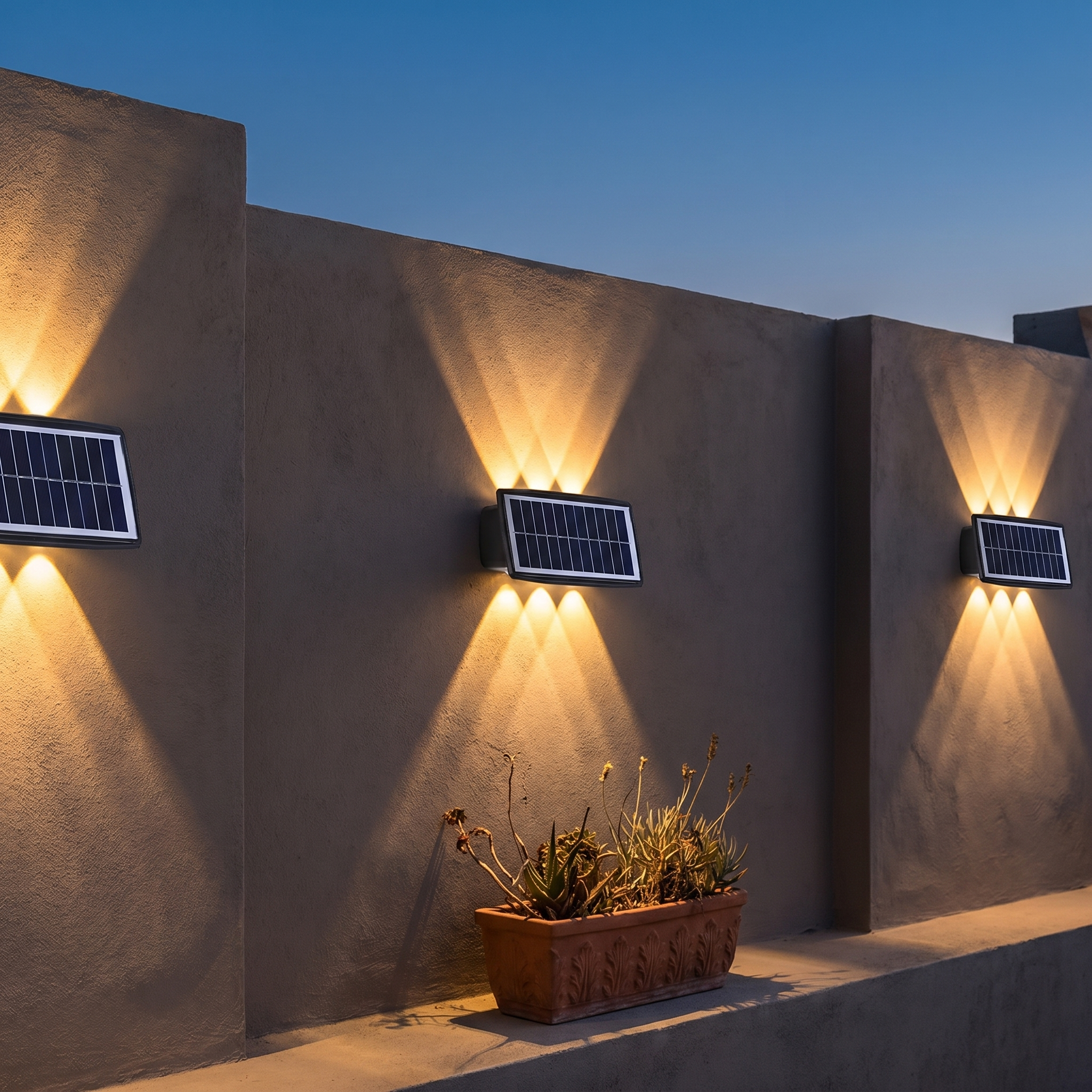 Solar Wall Sconce, Dual Mode LED, IP65 Waterproof, ABS and PVC, Set of 2