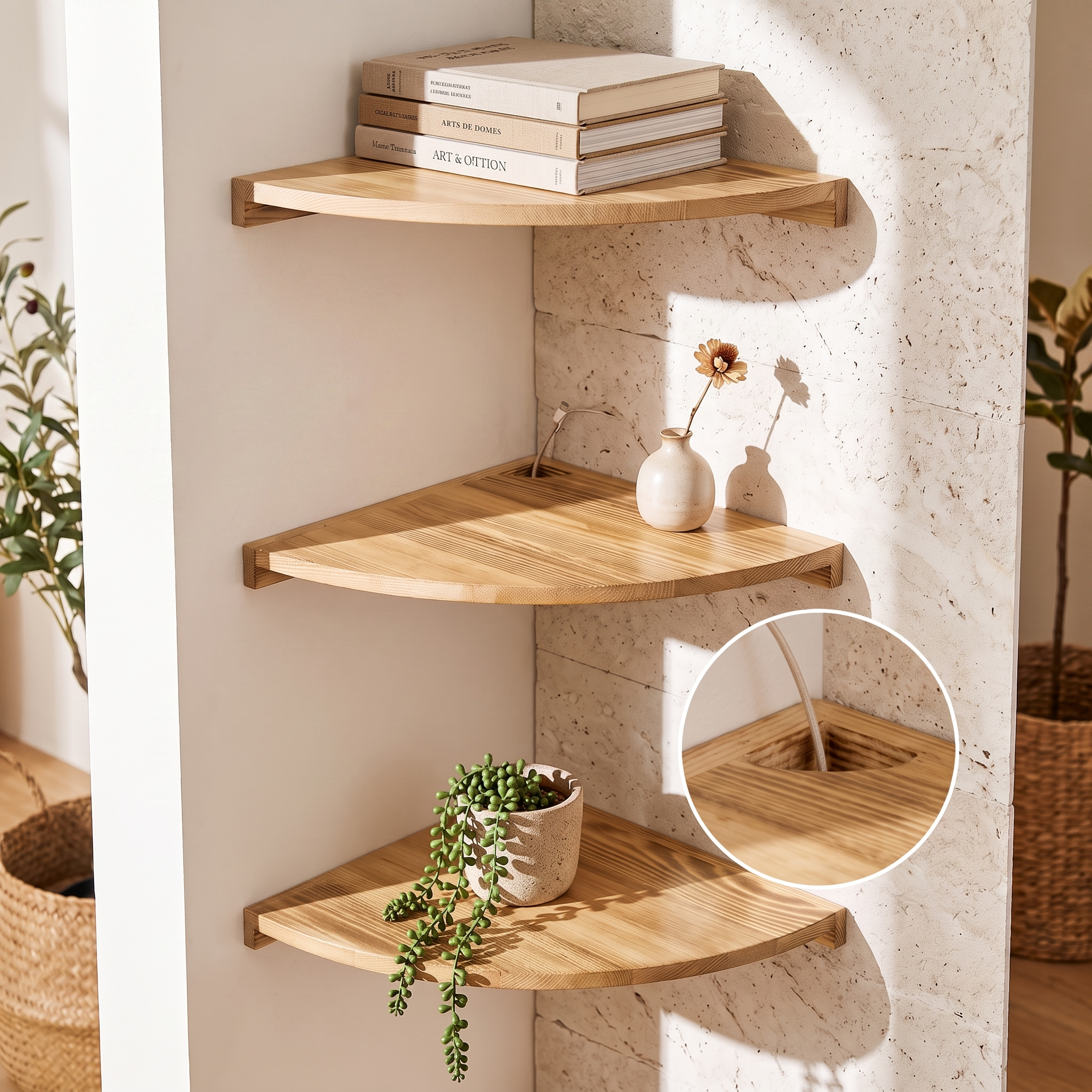 Timber Corner Floating Shelf, Solid Hardwood, Matte, Three Sizes, 15 lb