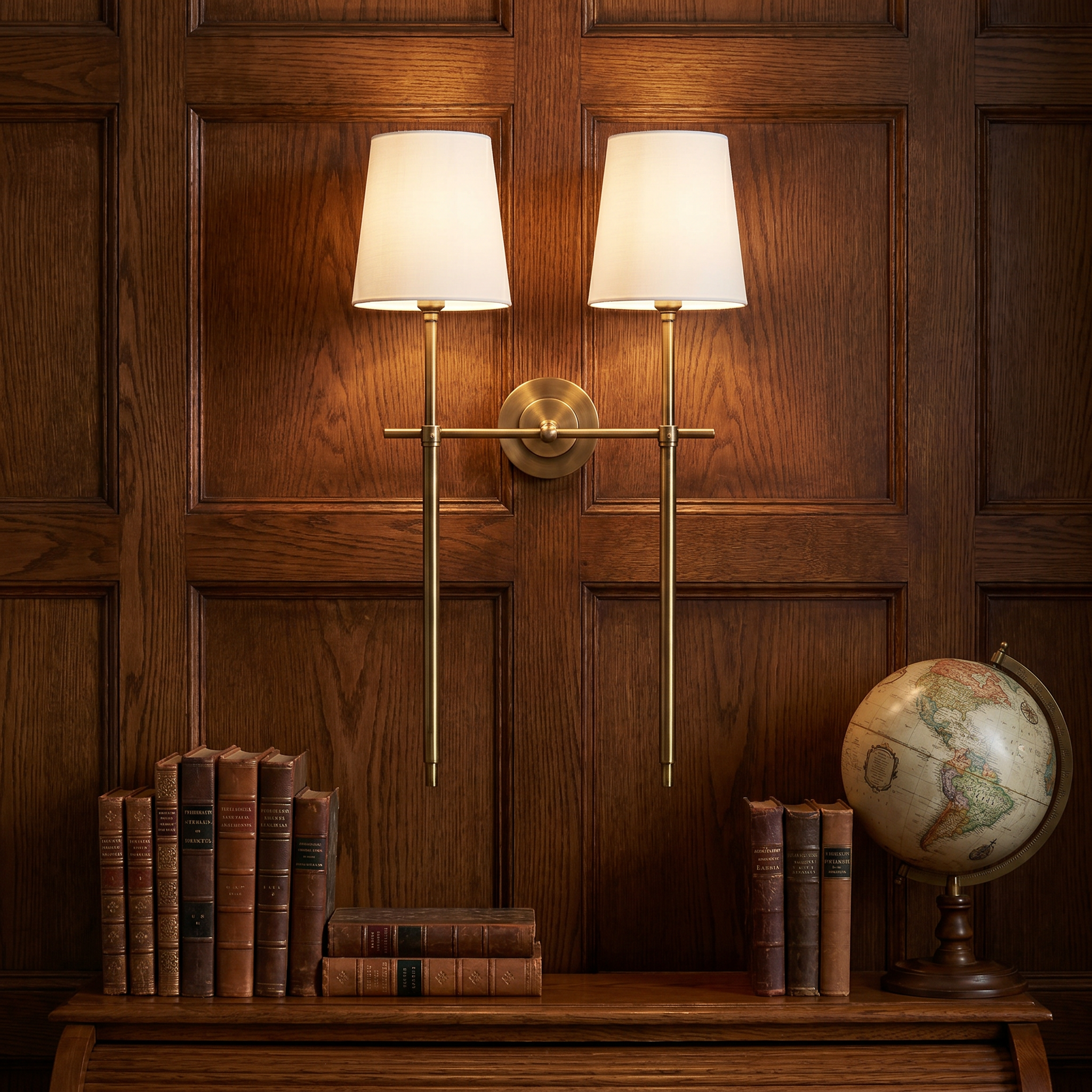 Tapered Fabric Wall Sconce, Brass, Black or Nickel, E26/E27, Three Sizes