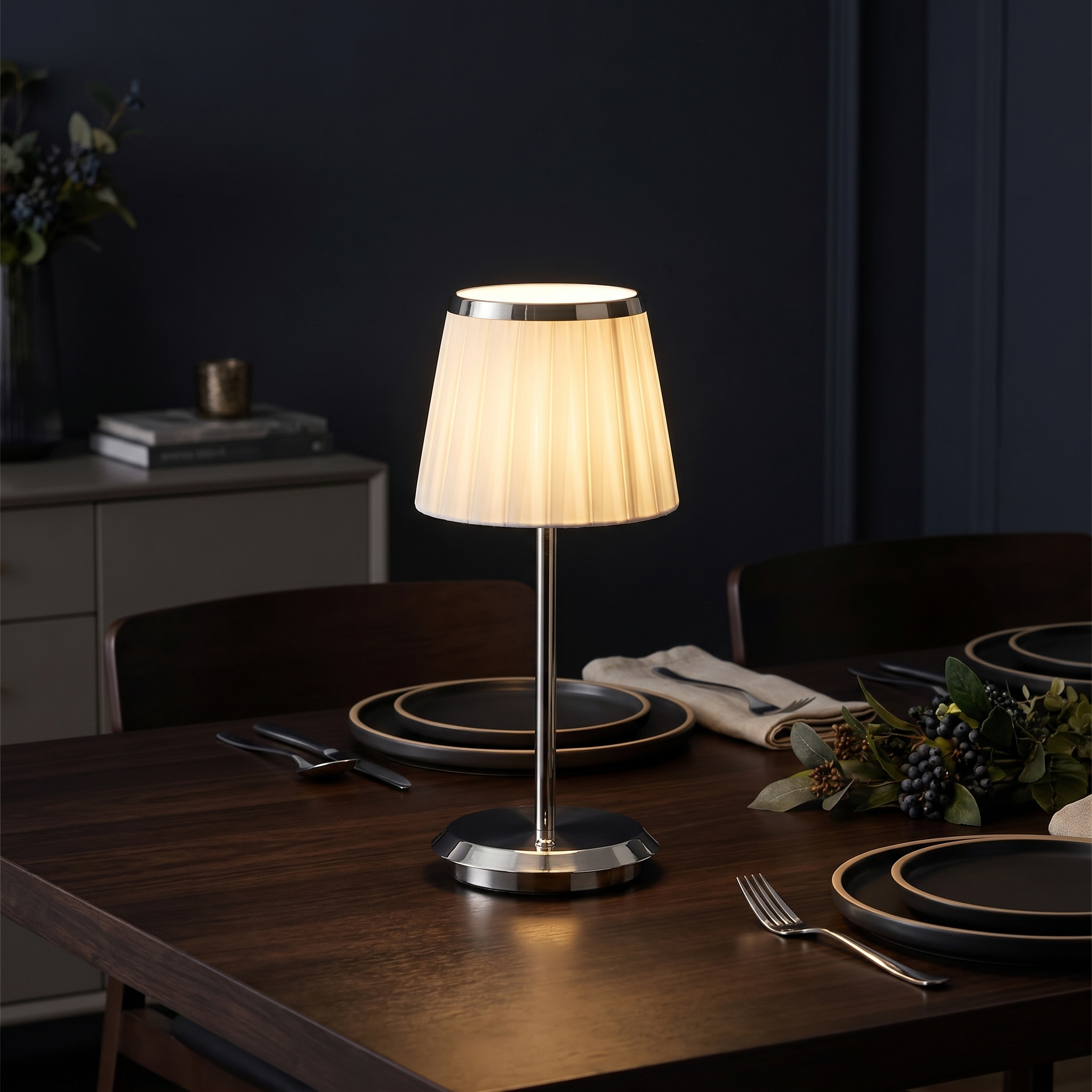Table Lamp, Touch Control, Iron and Fabric, Three Colour Temps, USB-C