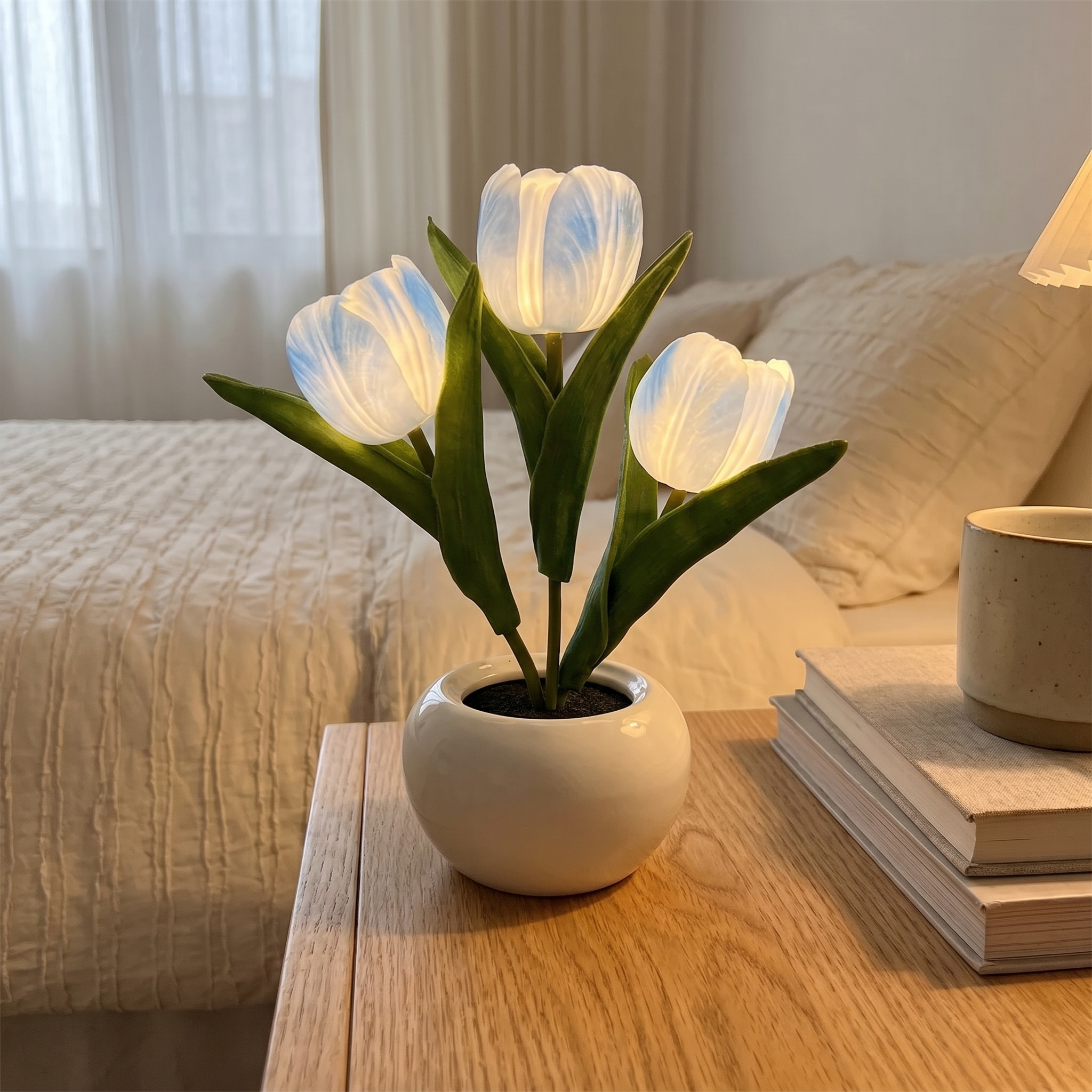 Tulip Night Light, Warm White LED, Heat-Resistant Foam, Battery or USB