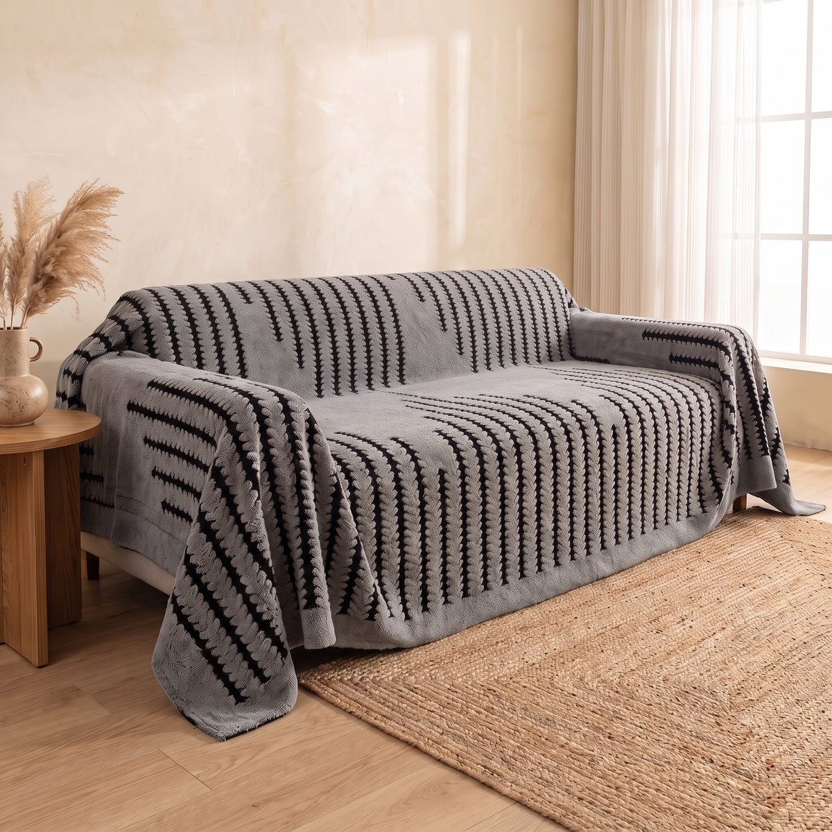 Sofa Cover in Gray on a sofa