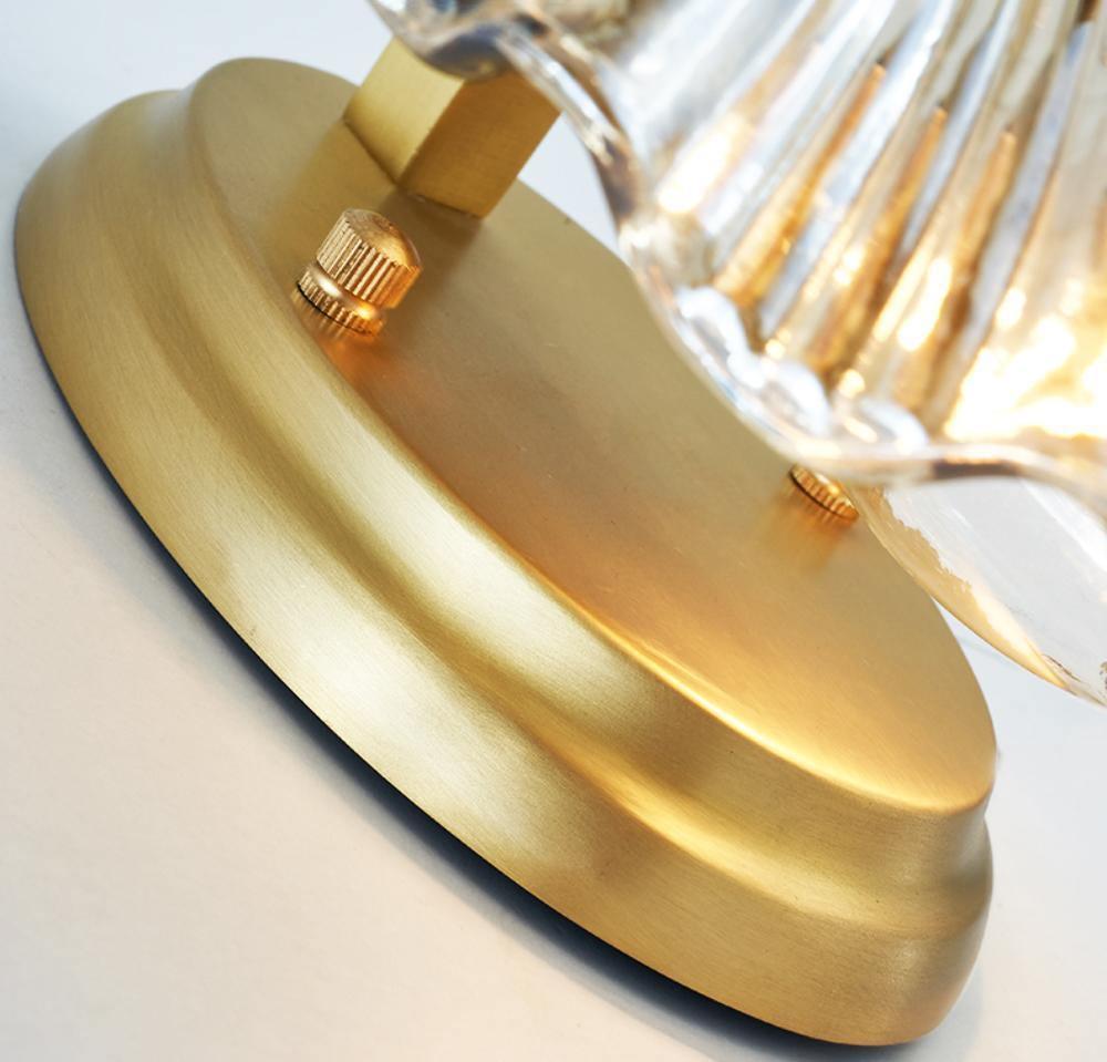 Close up of the gold finish wall plate and mounting screws