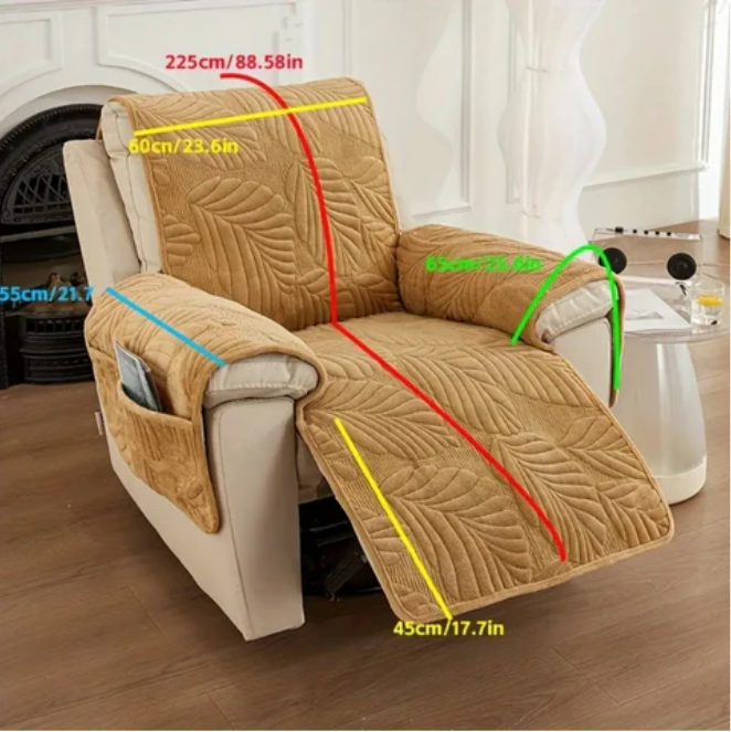 Verdant Leaf Recliner Cover, Anti-Slip Microfiber