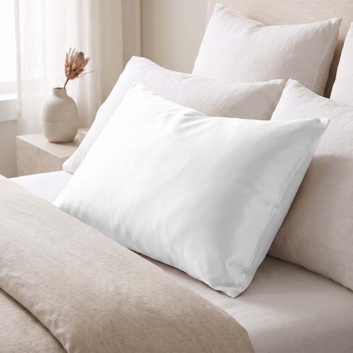 Vilde satin pillowcase in white