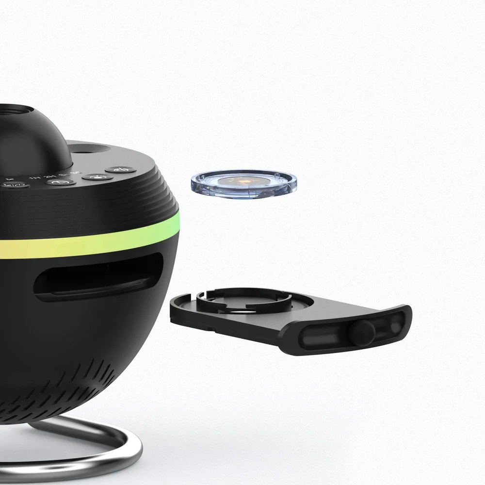 Projector with a disc being slid into place