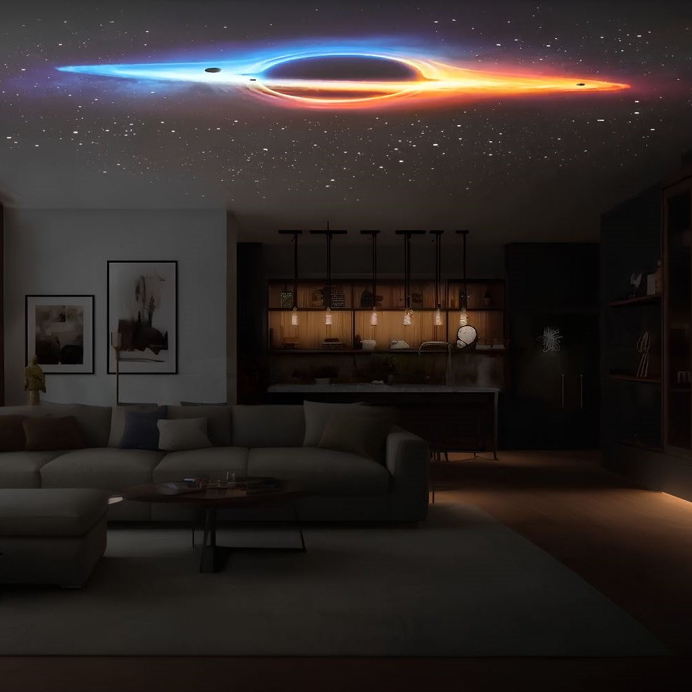 Galaxy projected on a living room ceiling