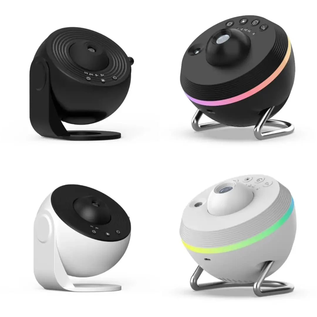 Visby Standard and Pro projectors in black and white
