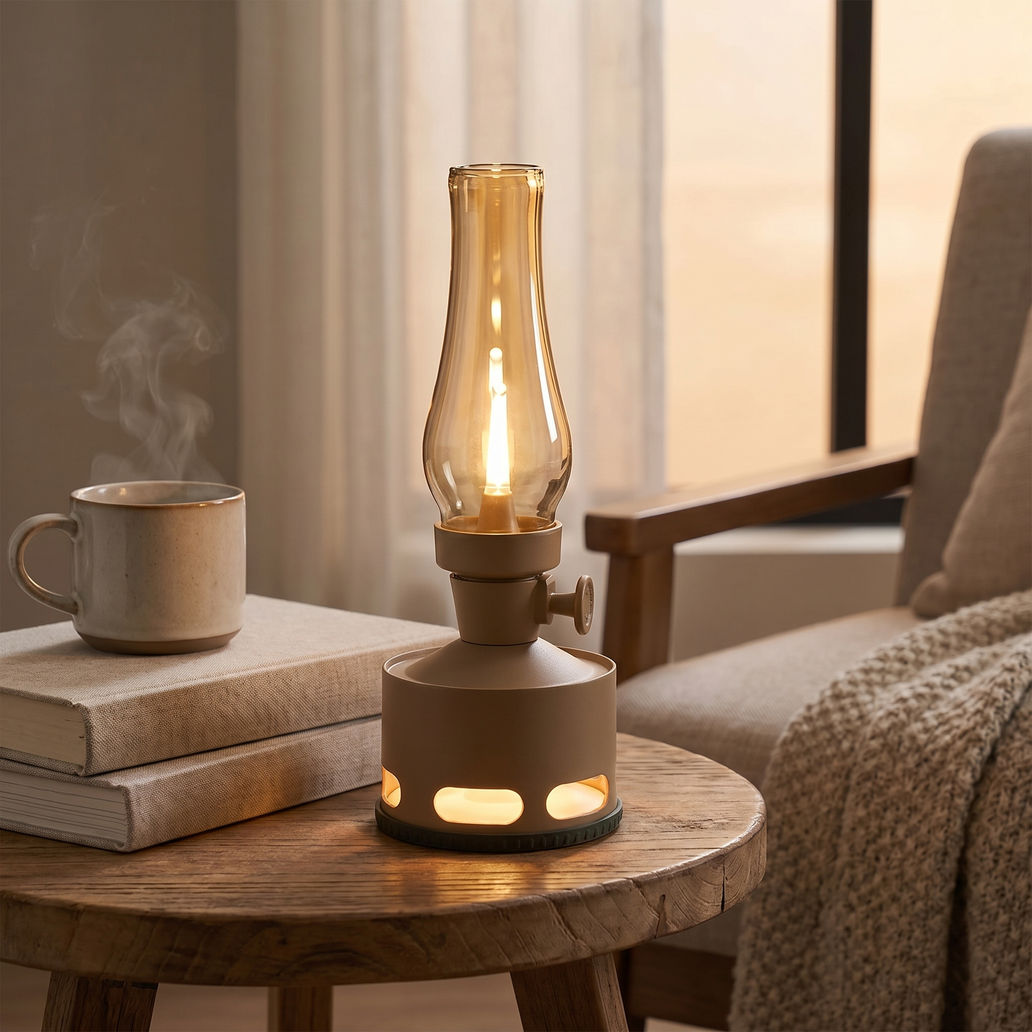 Vintage LED Lantern, 10-Level Dimming, Aluminium and Glass, USB-C