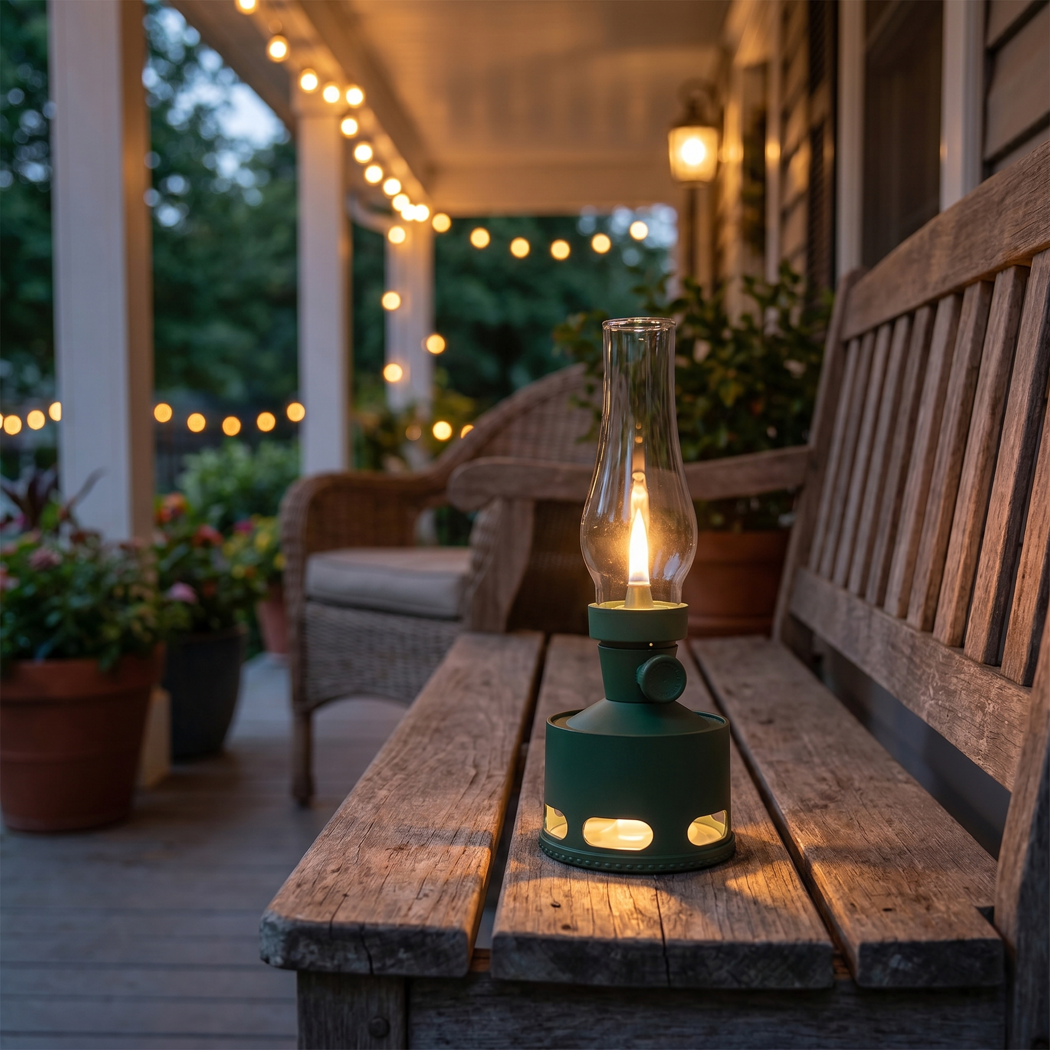 Vintage LED Lantern, 10-Level Dimming, Aluminium and Glass, USB-C