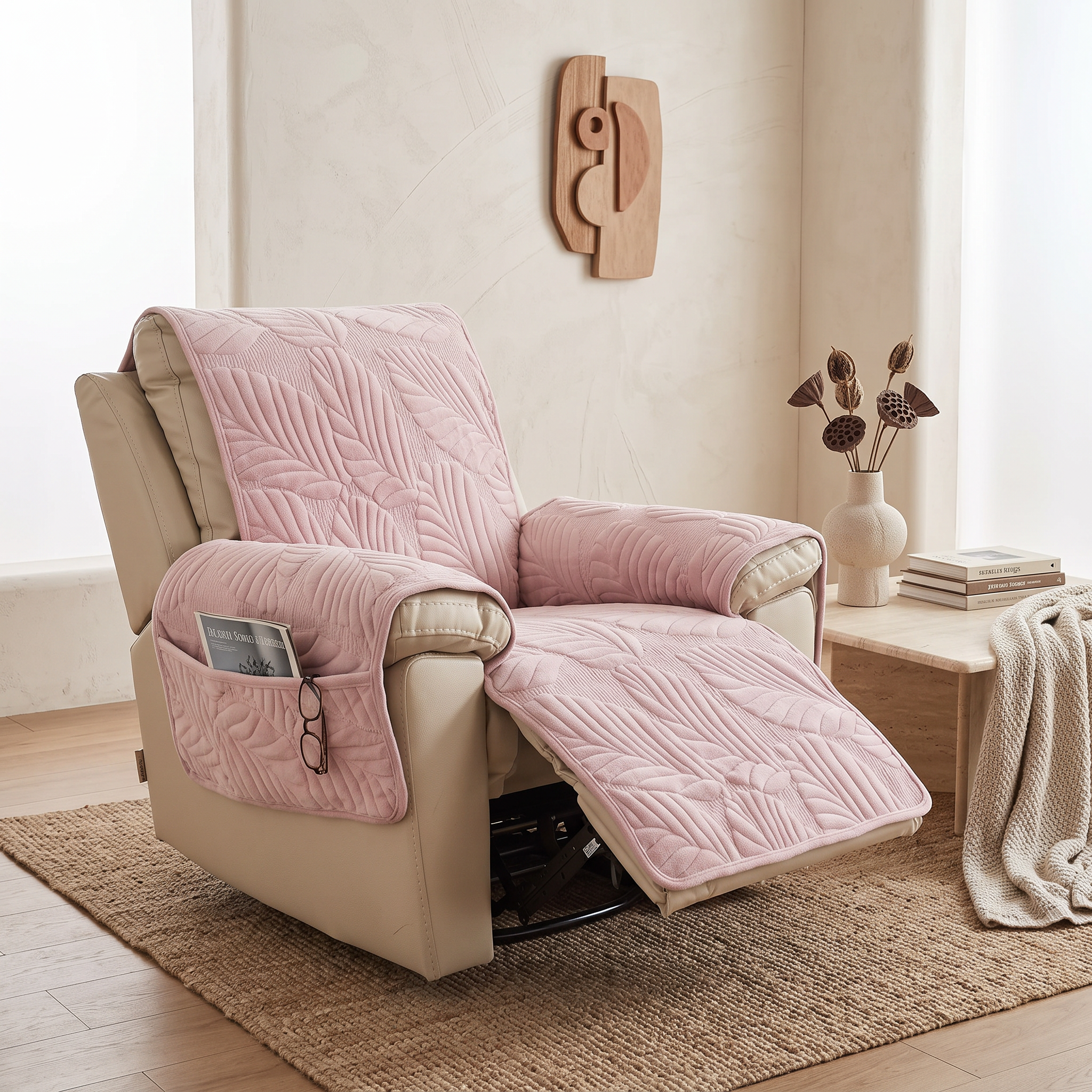 Verdant Leaf Recliner Cover, Anti-Slip Microfiber