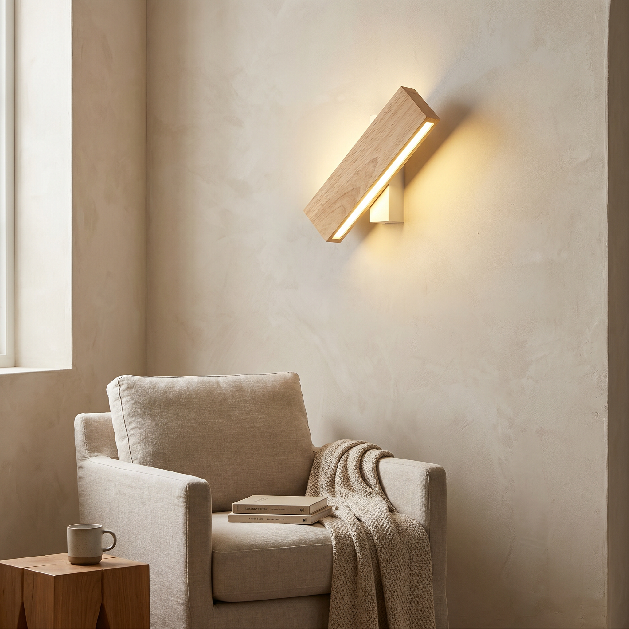 Wood and Acrylic Rotatable LED Wall Sconce, Three Sizes, 3000K or 5000K