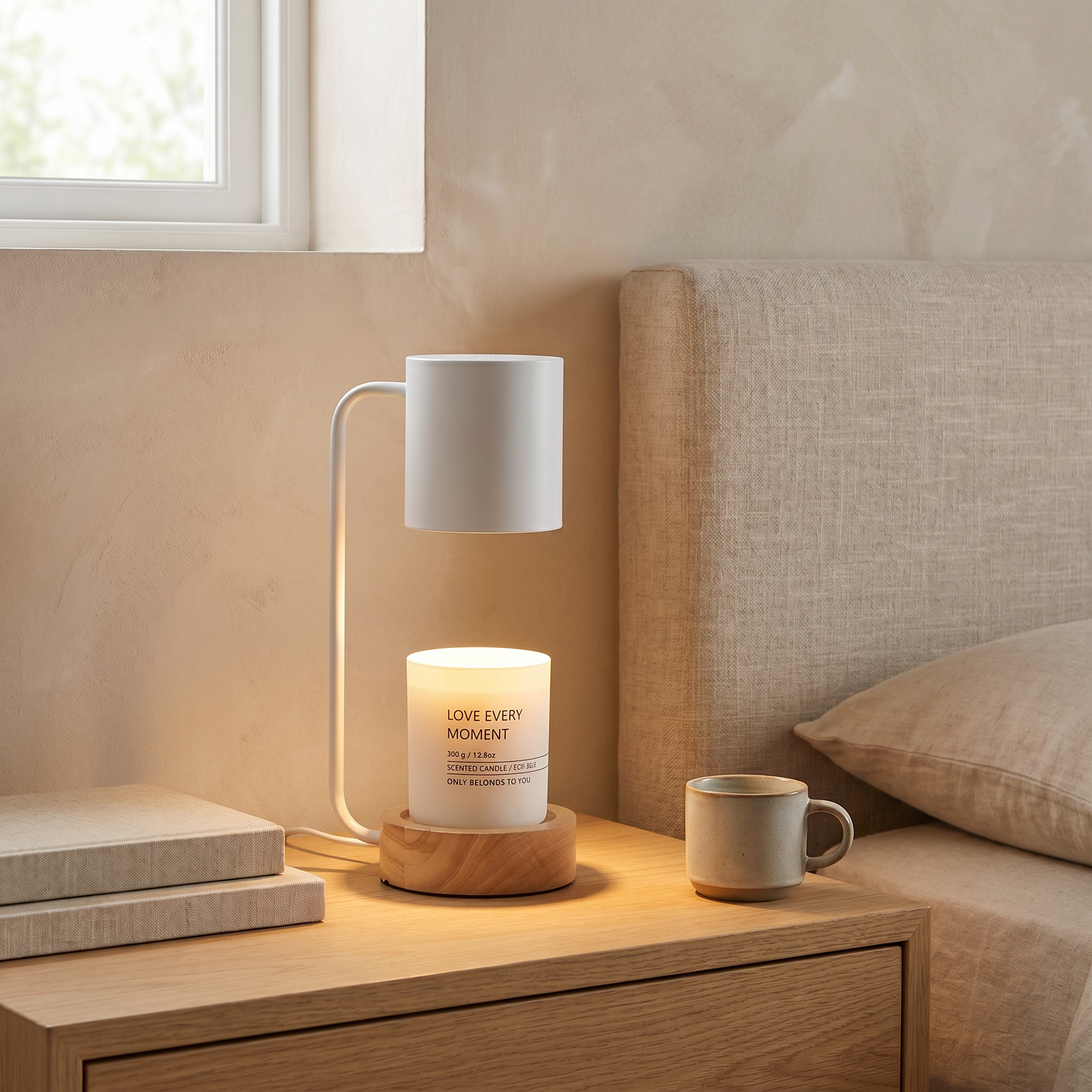 Wood and Metal Table Lamp, GU10, Dimmer or Timing, White or Black