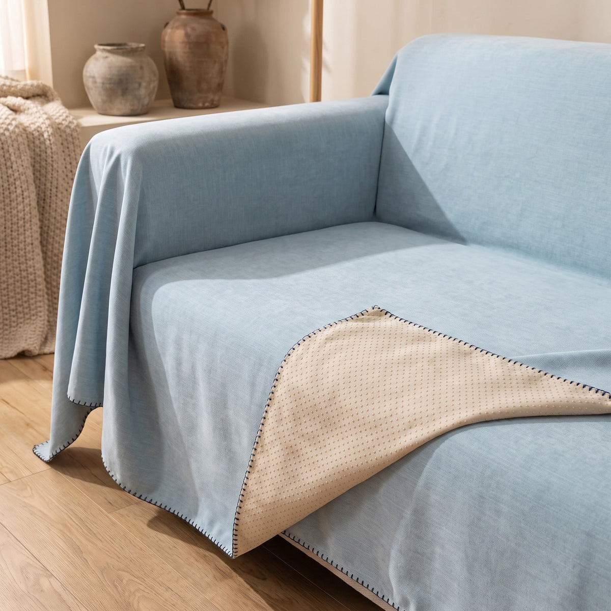 Anti slip dotted back of the waterproof sofa cover