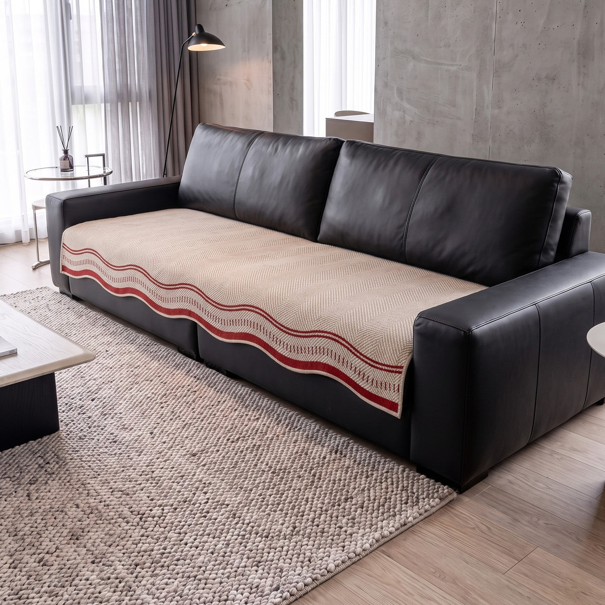 Sofa Cover in Red Trim on a sofa