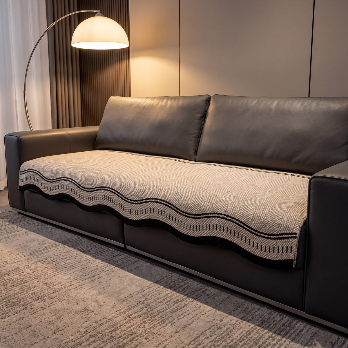 Sofa Cover in Beige on a sofa in a lived in room