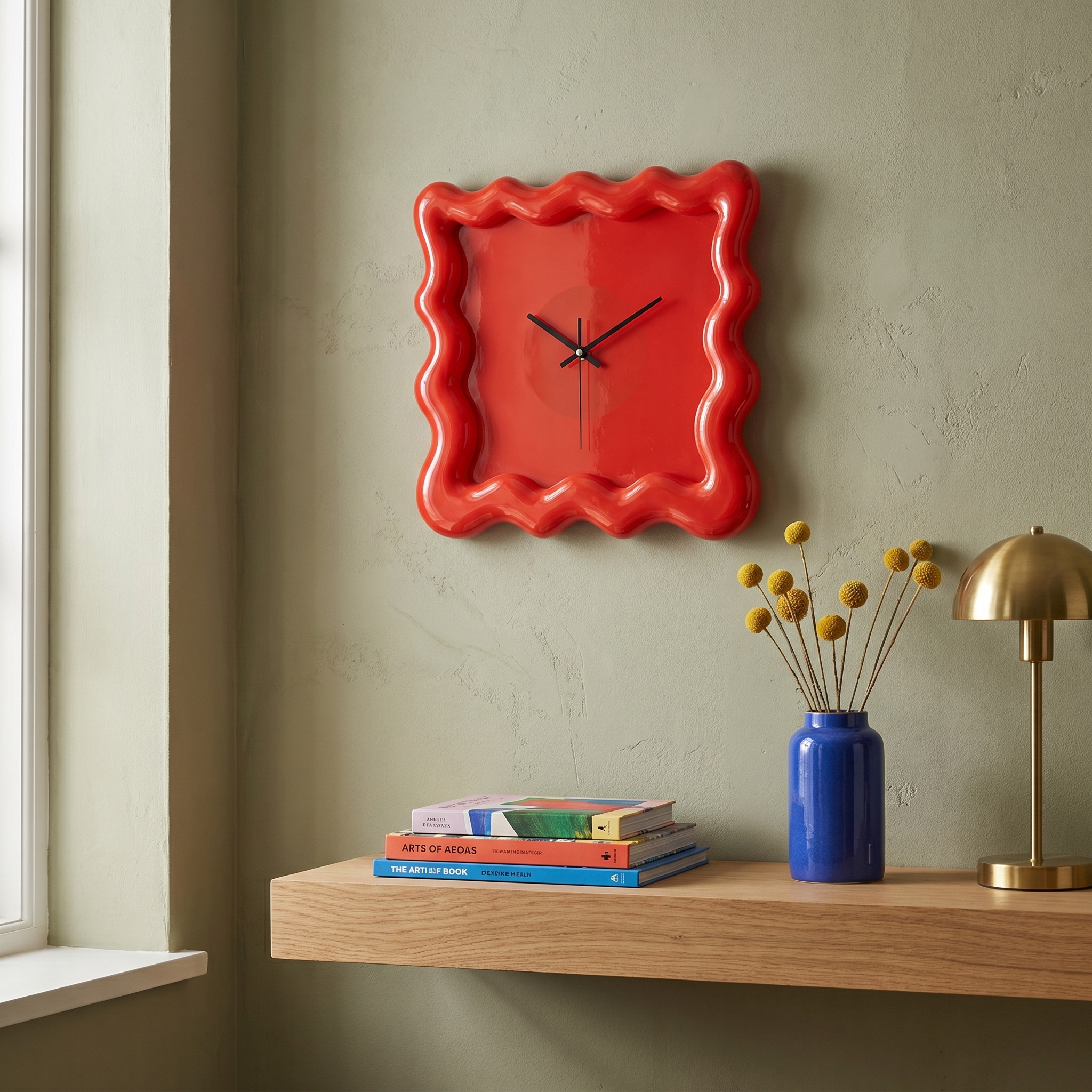 Wall Clock, ABS, 30 x 30 x 2.5 cm, Five Colors, AA Battery