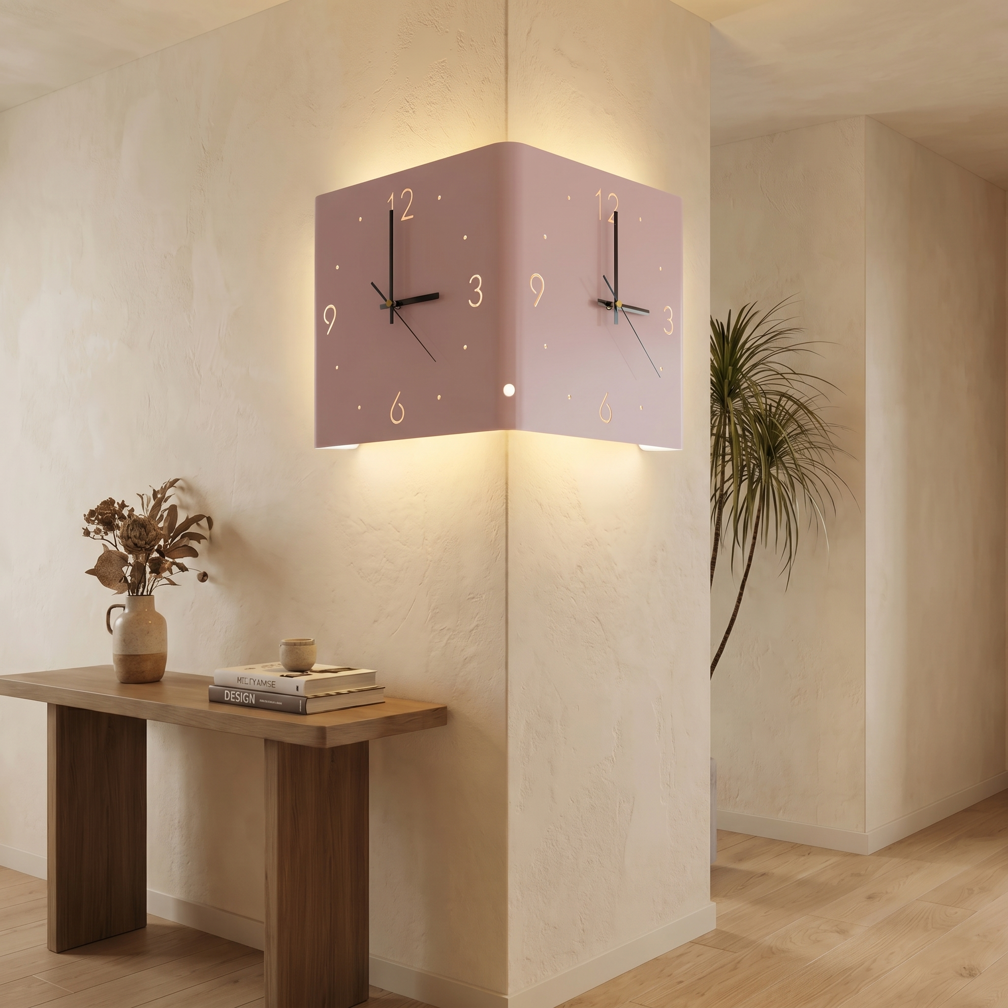 Wall Clock Lamp, Metal and Acrylic, Motion Sensor, USB and Battery